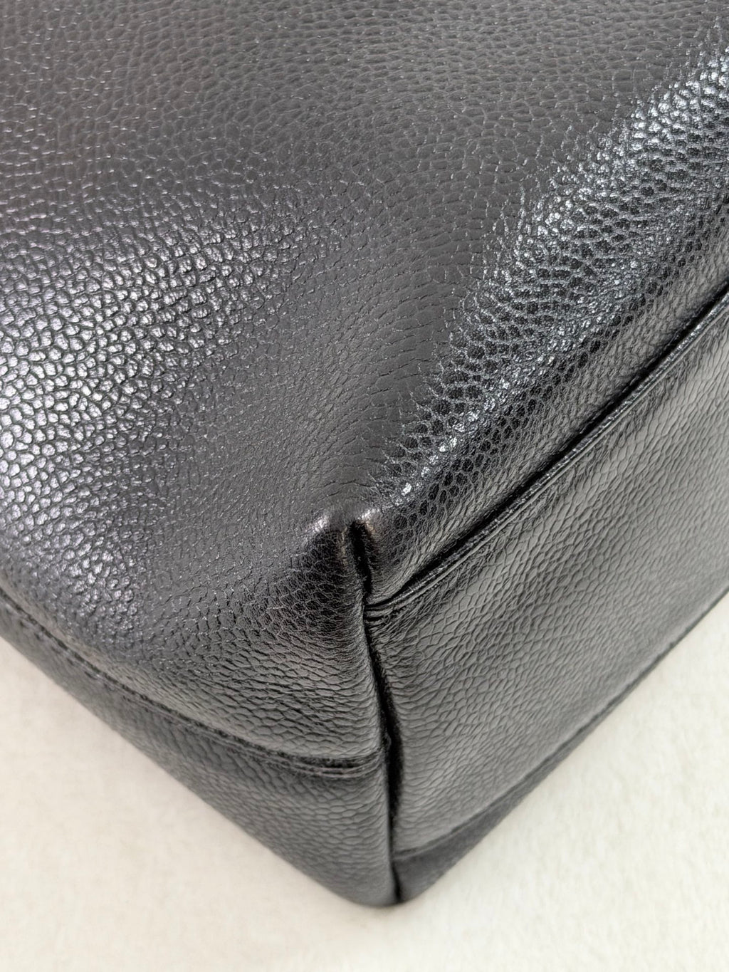 CHANEL Caviar Embossed Logo Chain Tote Bag
