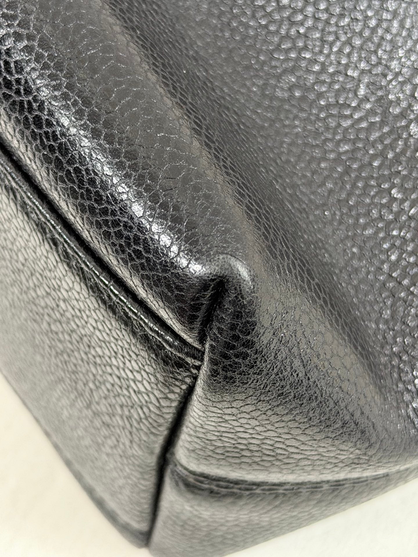 CHANEL Caviar Embossed Logo Chain Tote Bag