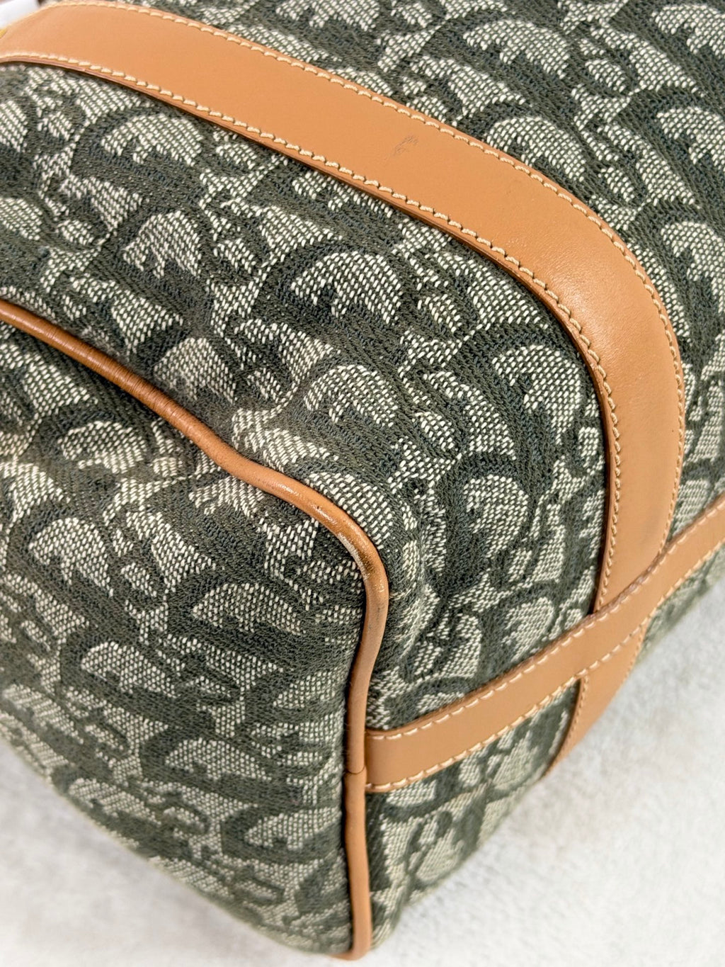 CHRISTIAN DIOR D'Oblique Denim Boston Handbag
