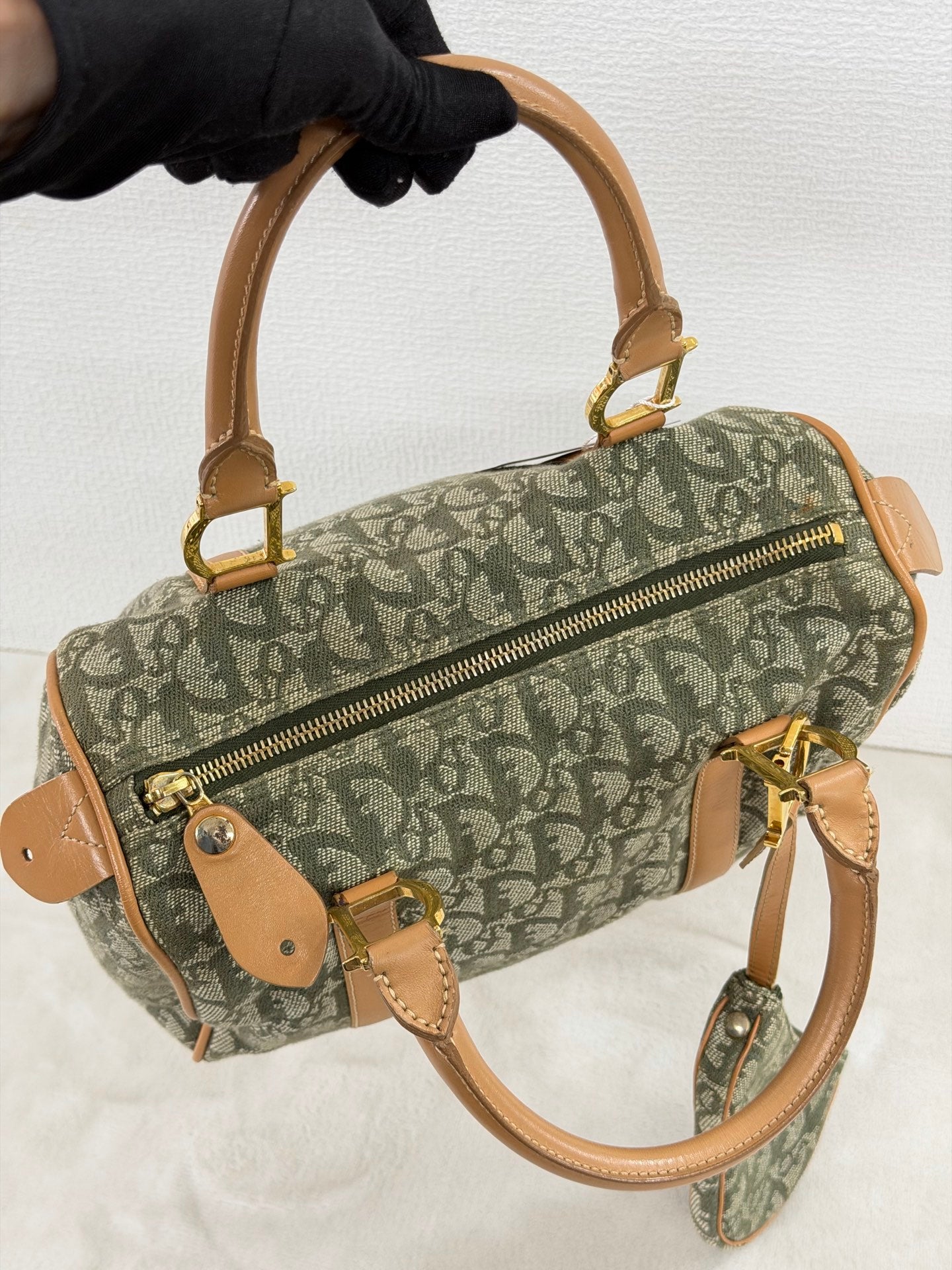 CHRISTIAN DIOR D'Oblique Denim Boston Handbag