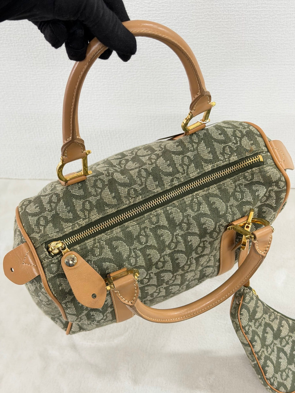 CHRISTIAN DIOR D'Oblique Denim Boston Handbag
