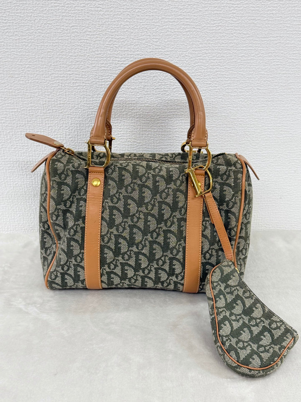 CHRISTIAN DIOR D'Oblique Denim Boston Handbag