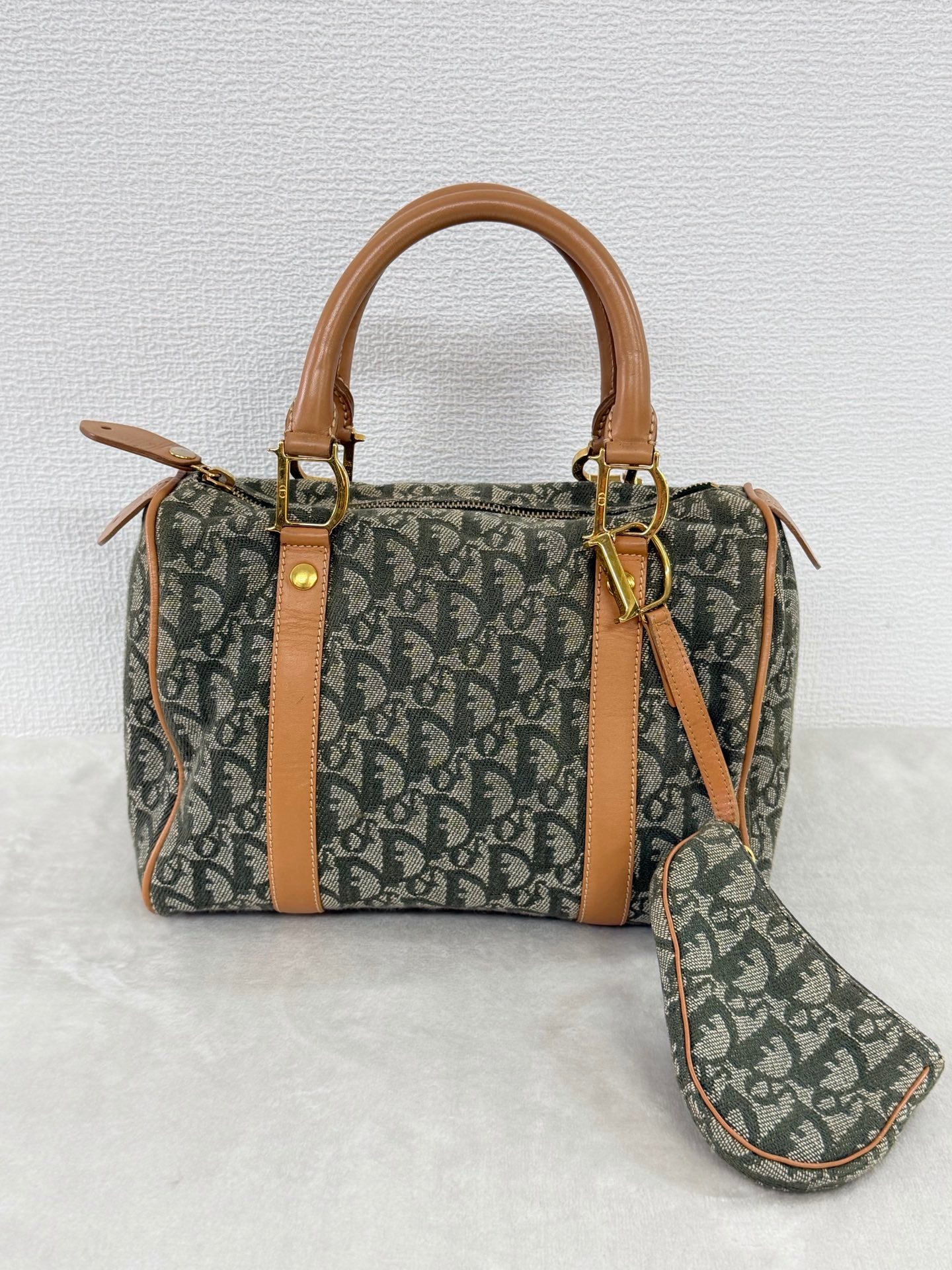 CHRISTIAN DIOR D'Oblique Denim Boston Handbag