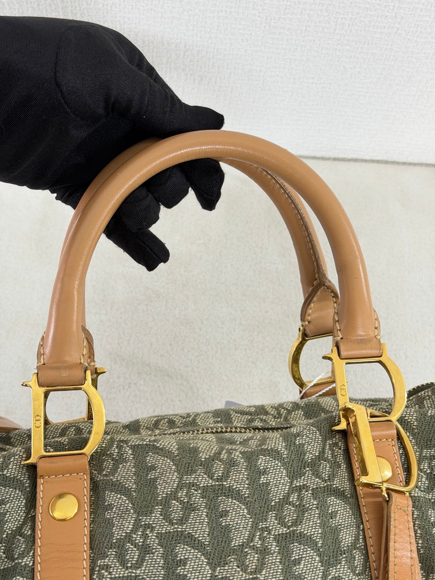 CHRISTIAN DIOR D'Oblique Denim Boston Handbag