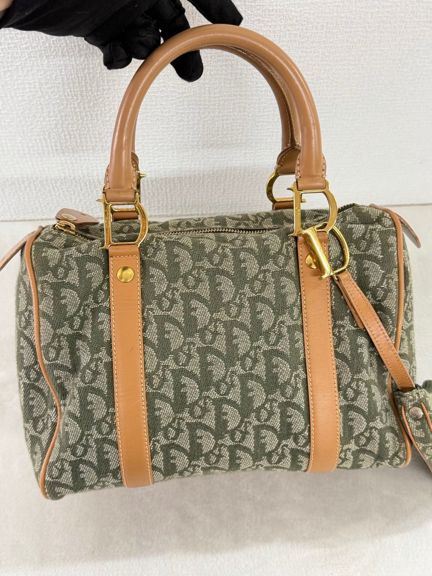 CHRISTIAN DIOR D'Oblique Denim Boston Handbag