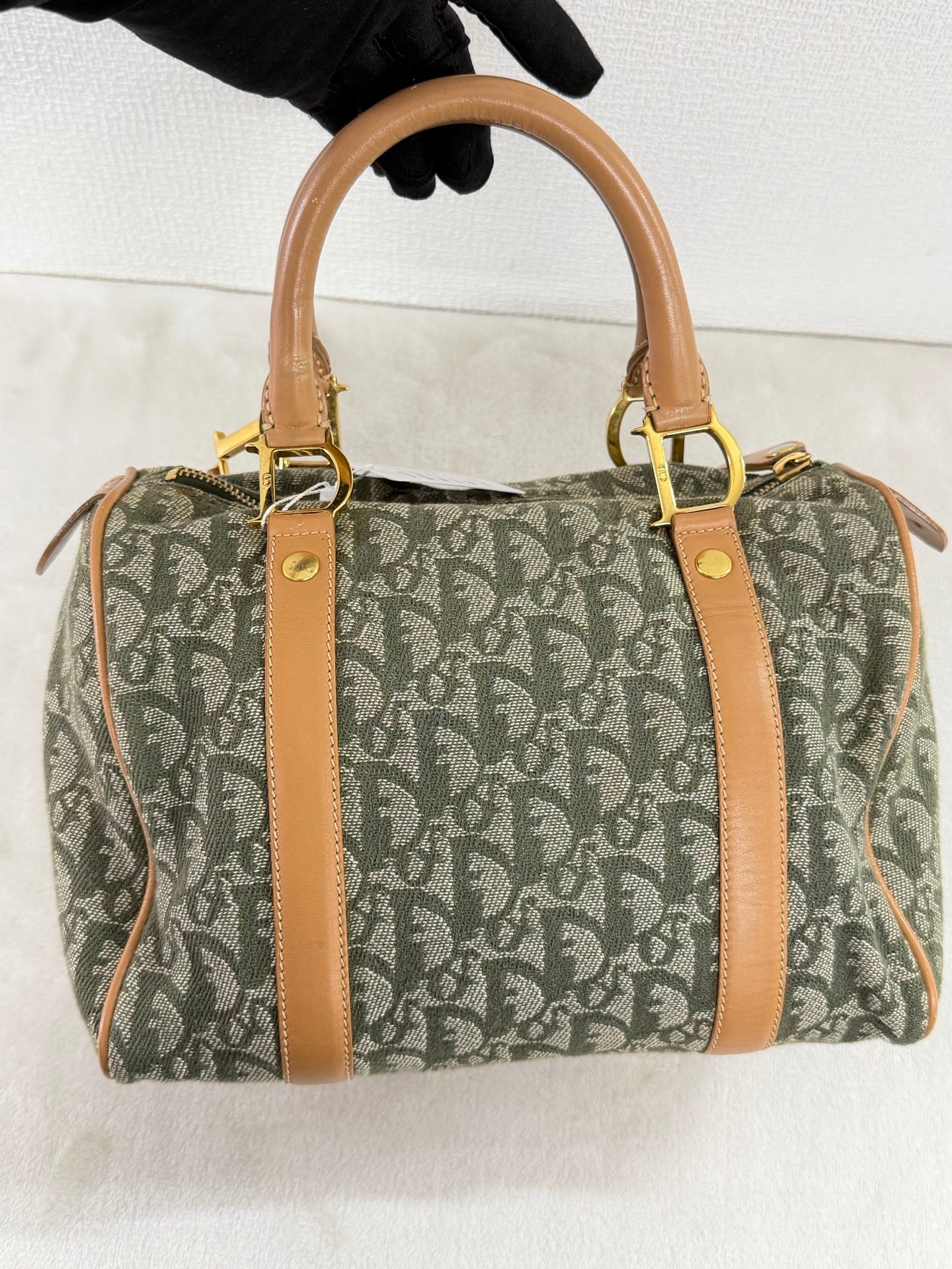CHRISTIAN DIOR D'Oblique Denim Boston Handbag