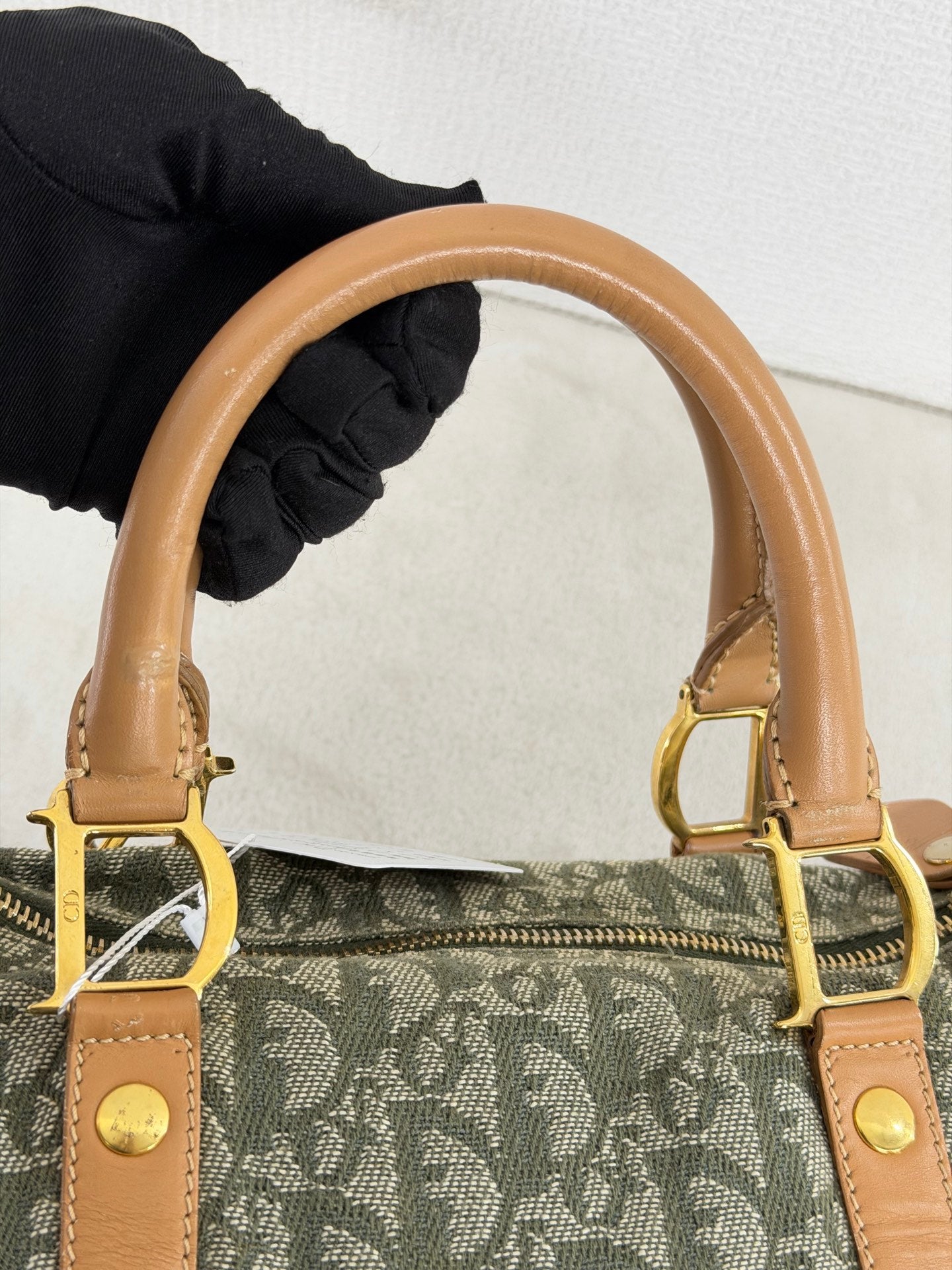 CHRISTIAN DIOR D'Oblique Denim Boston Handbag