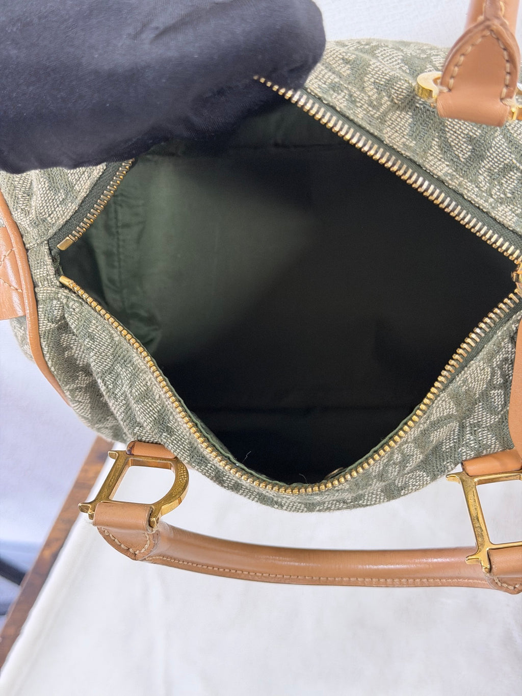 CHRISTIAN DIOR D'Oblique Denim Boston Handbag