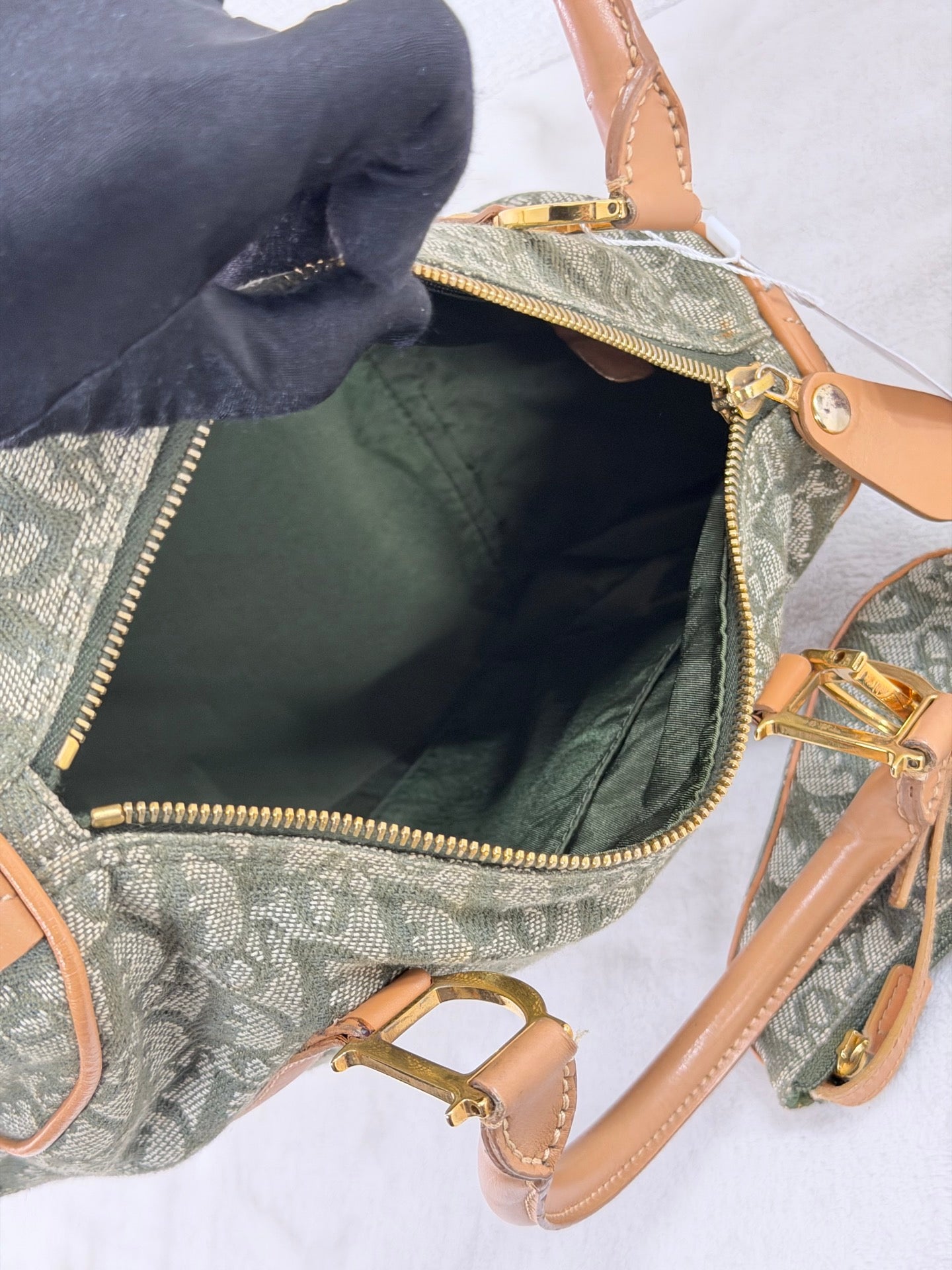 CHRISTIAN DIOR D'Oblique Denim Boston Handbag