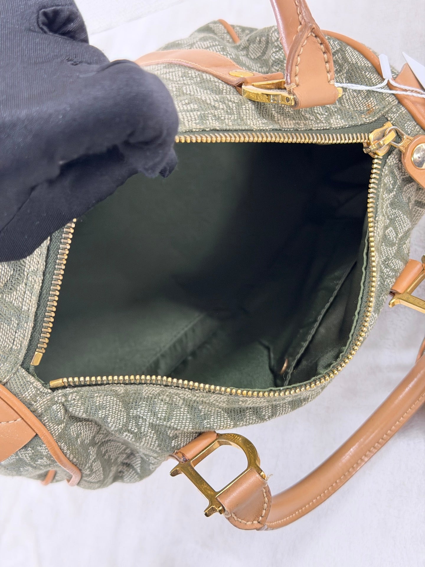 CHRISTIAN DIOR D'Oblique Denim Boston Handbag
