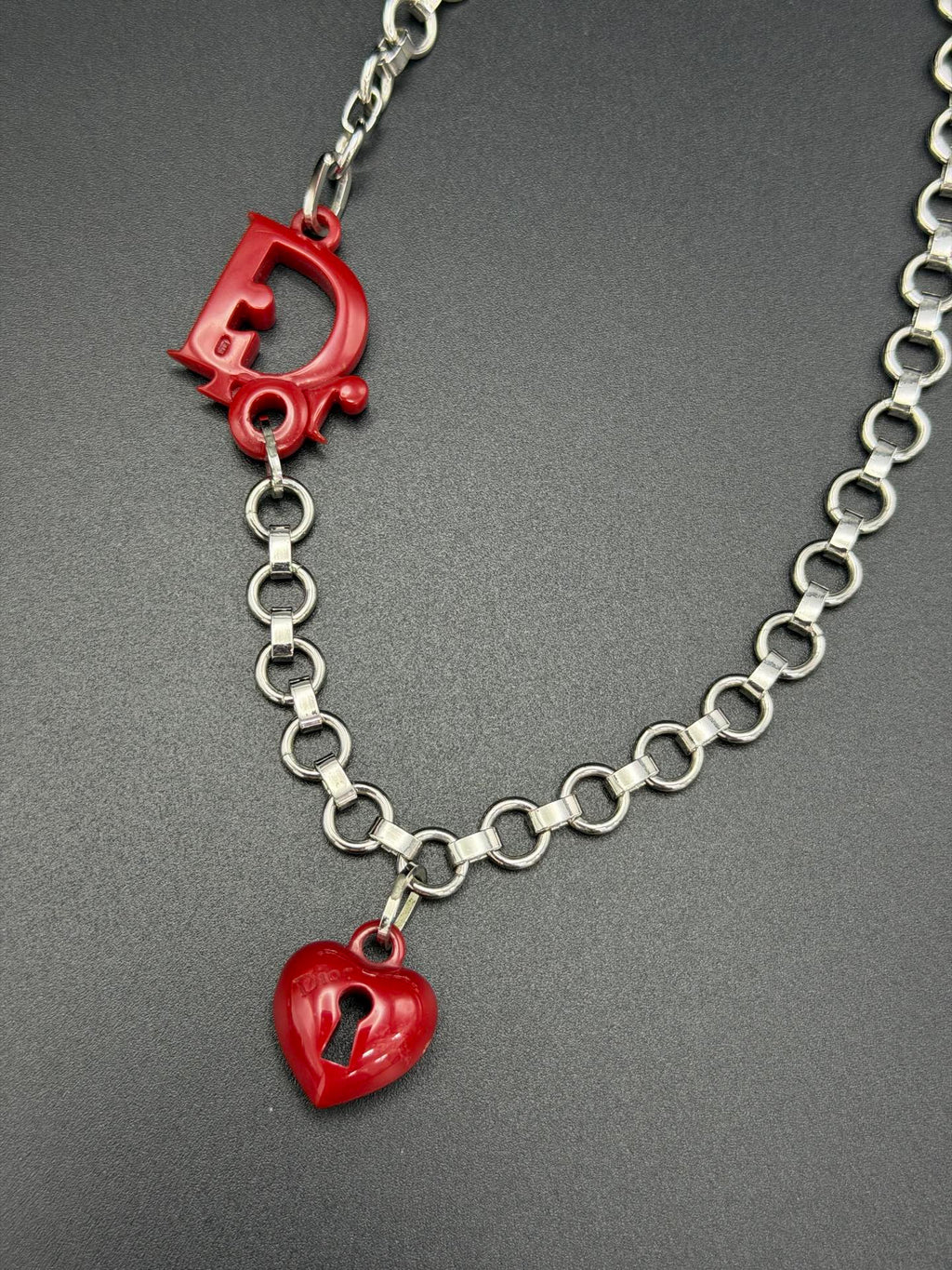 CHRISTIAN DIOR Vintage Multi-Charm Chain Necklace