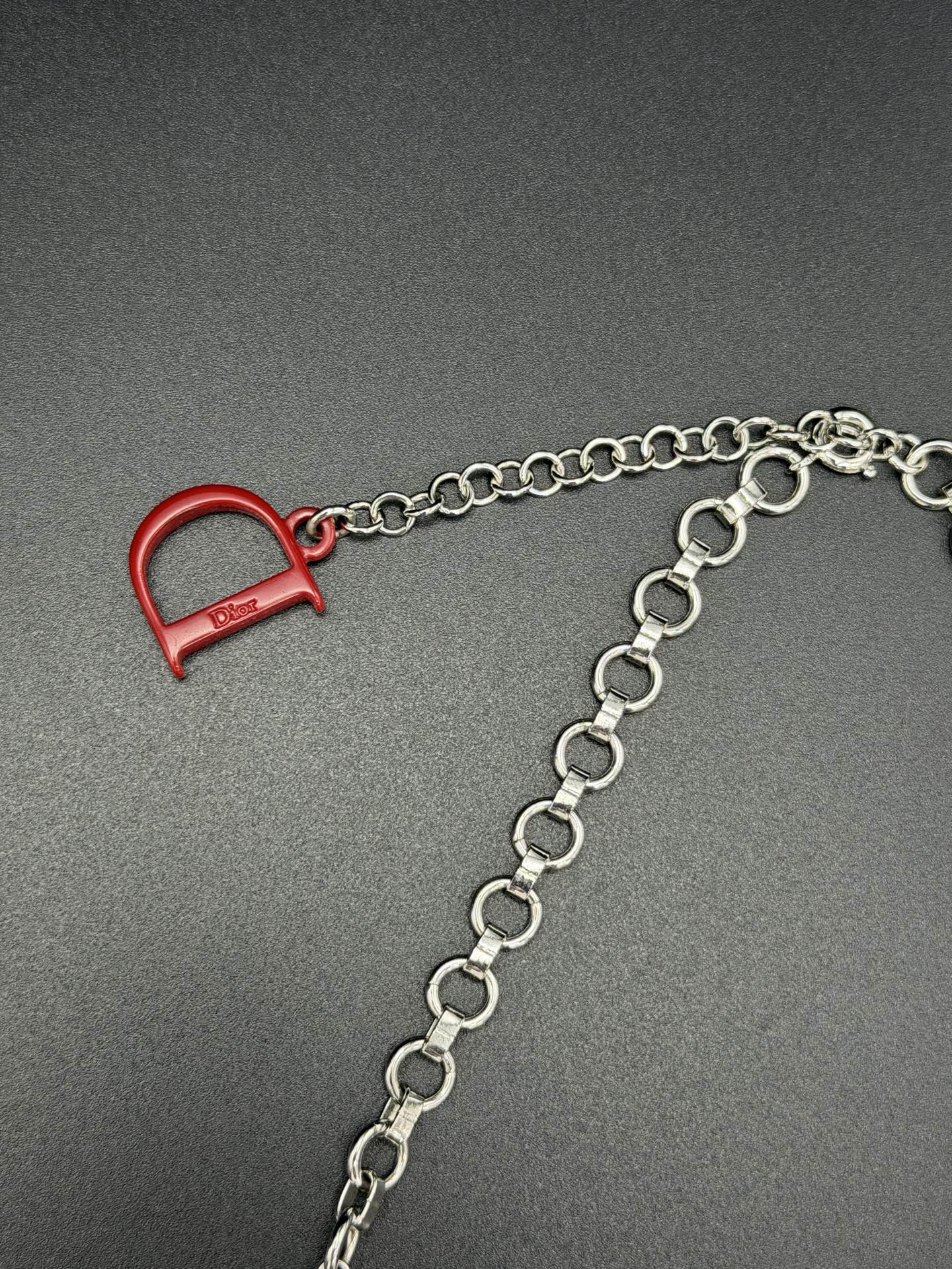 CHRISTIAN DIOR Vintage Multi-Charm Chain Necklace