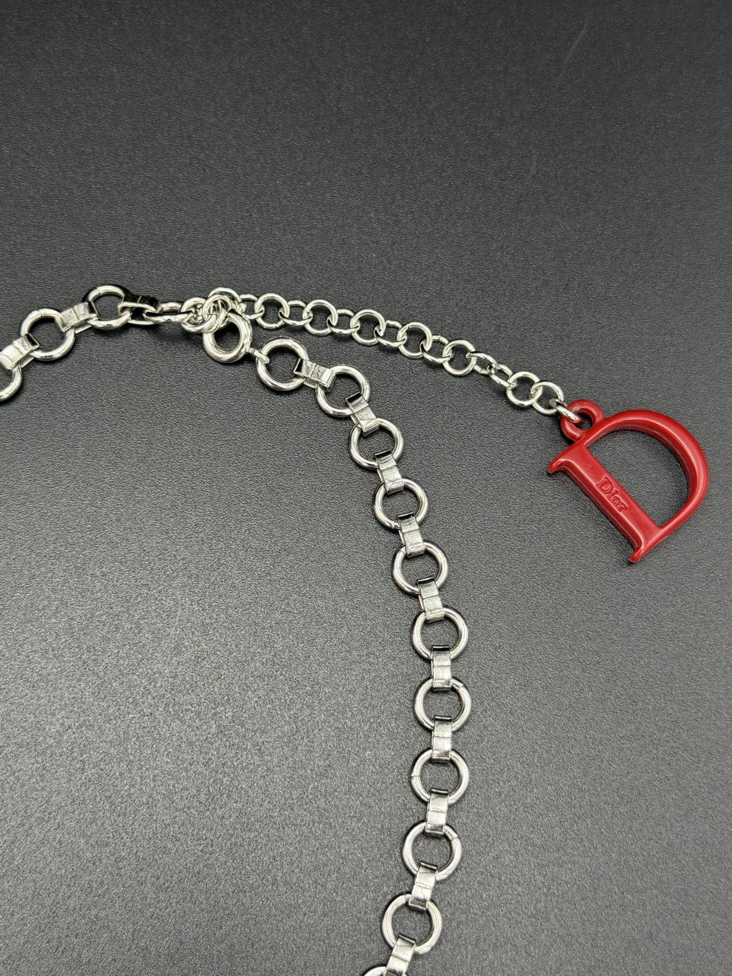 CHRISTIAN DIOR Vintage Multi-Charm Chain Necklace