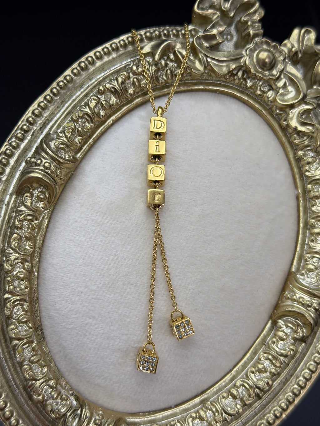 CHRISTIAN DIOR Logo Cube Necklace