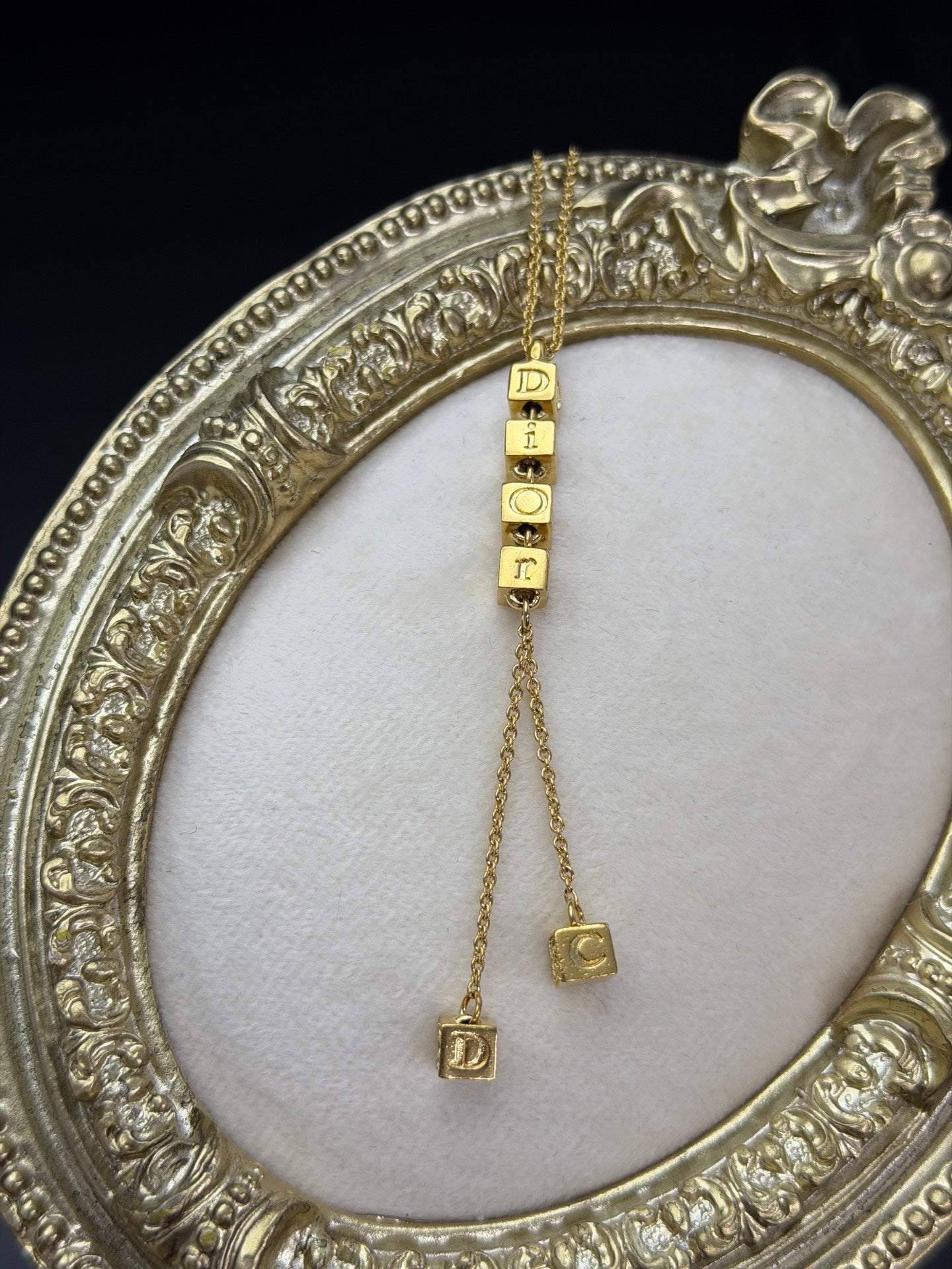 CHRISTIAN DIOR Logo Cube Necklace