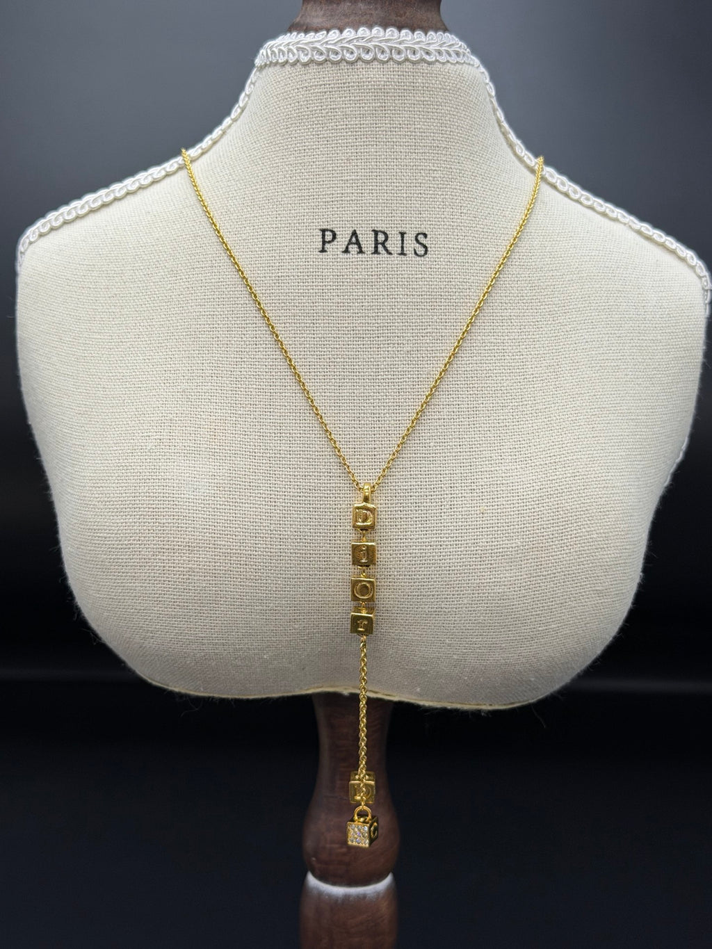CHRISTIAN DIOR Logo Cube Necklace
