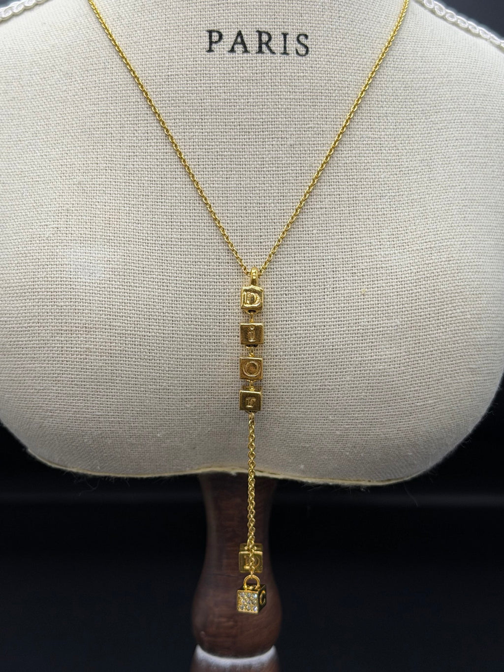 CHRISTIAN DIOR Logo Cube Necklace