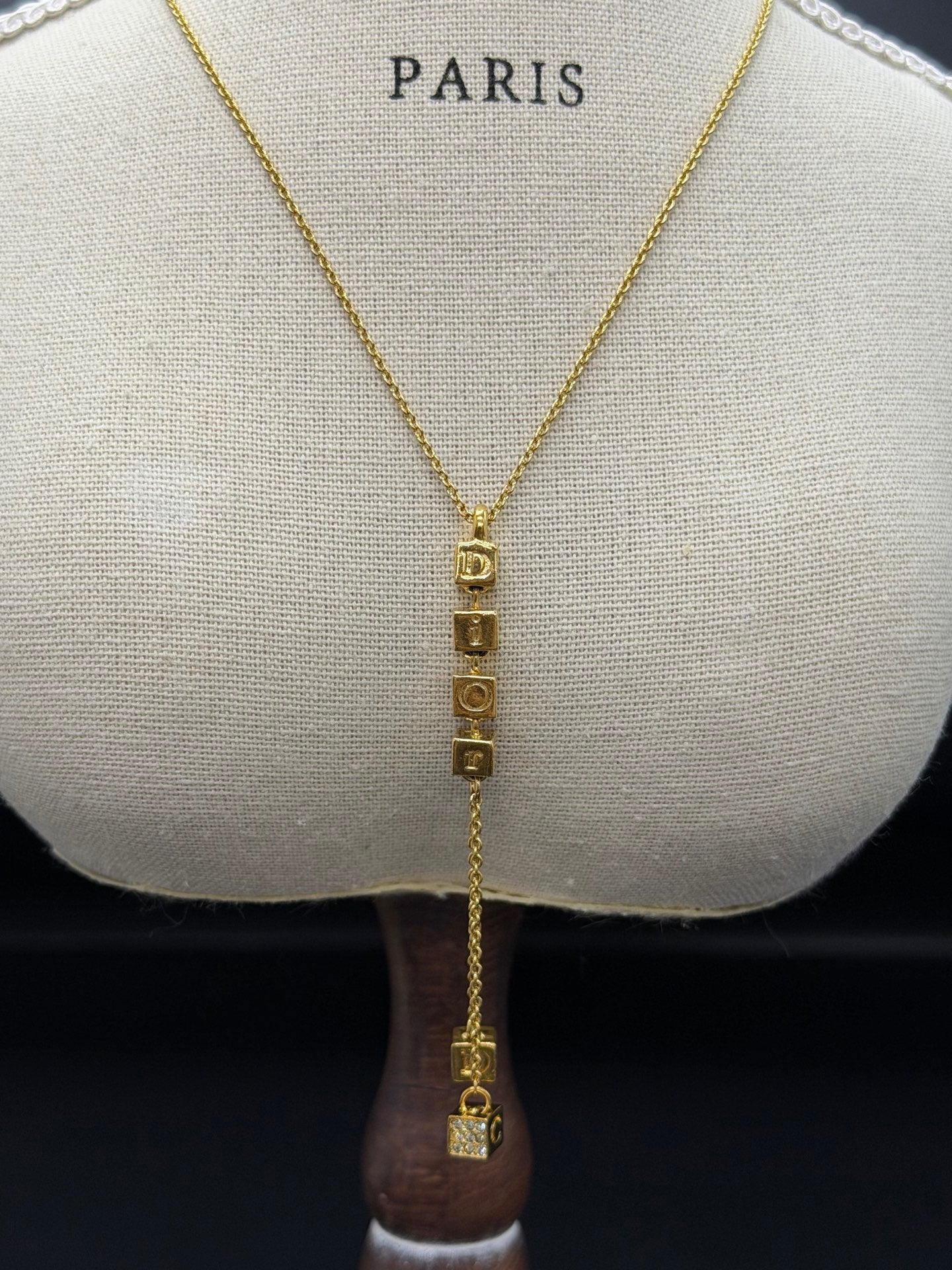 CHRISTIAN DIOR Logo Cube Necklace