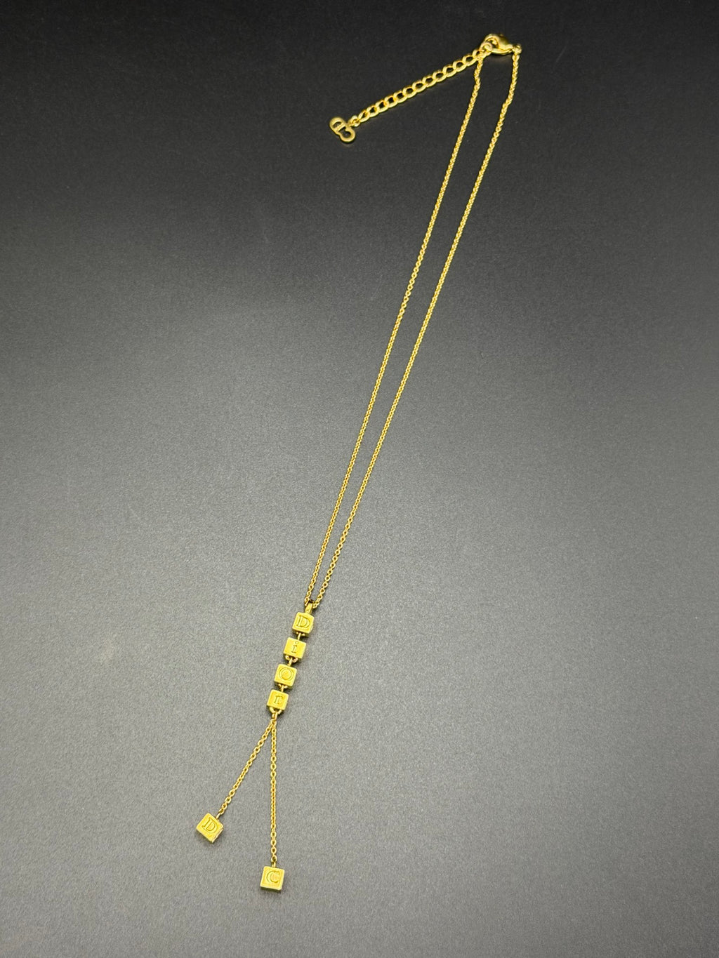 CHRISTIAN DIOR Logo Cube Necklace