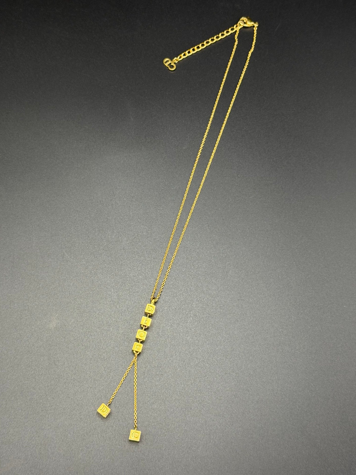 CHRISTIAN DIOR Logo Cube Necklace