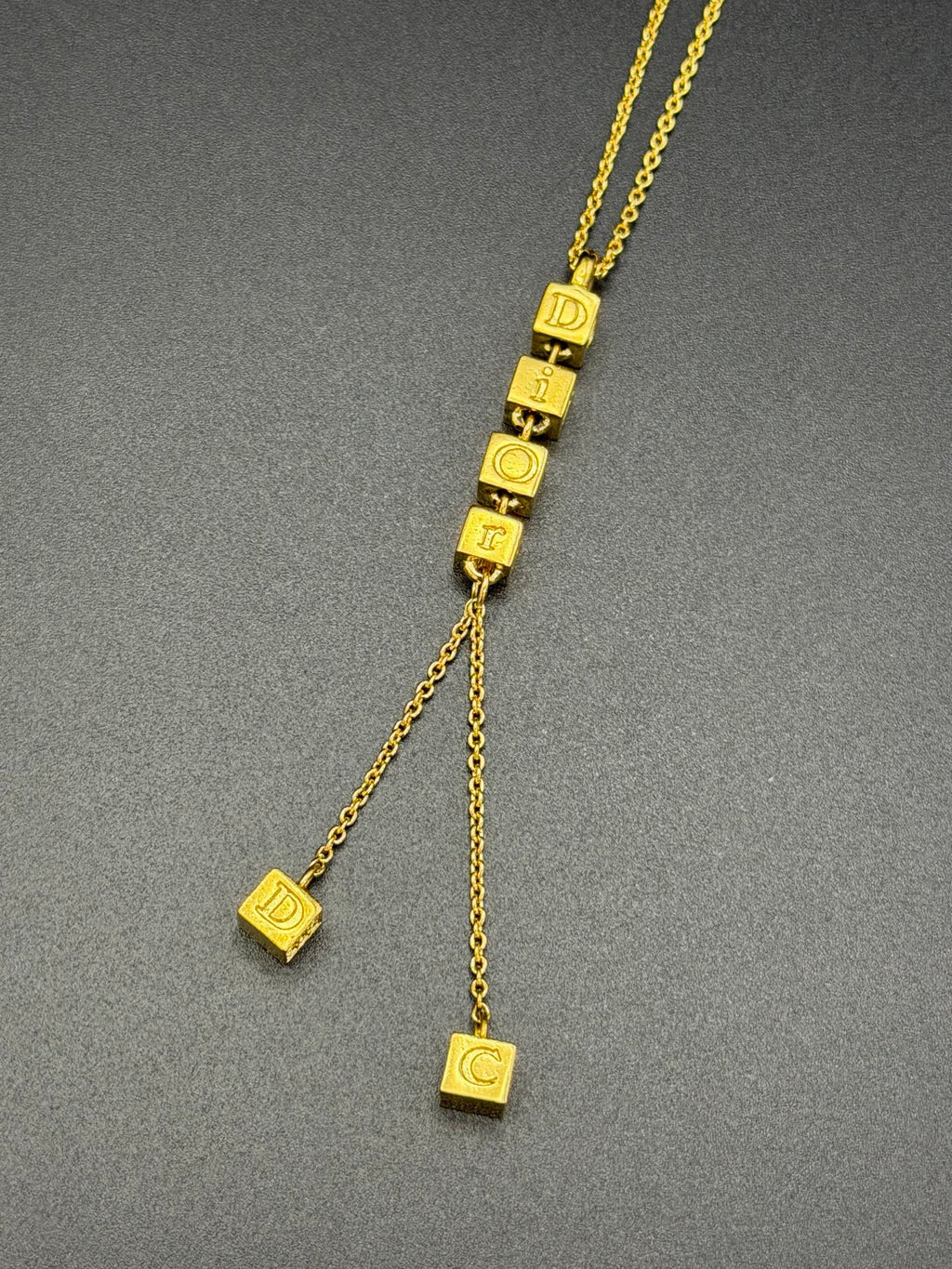 CHRISTIAN DIOR Logo Cube Necklace
