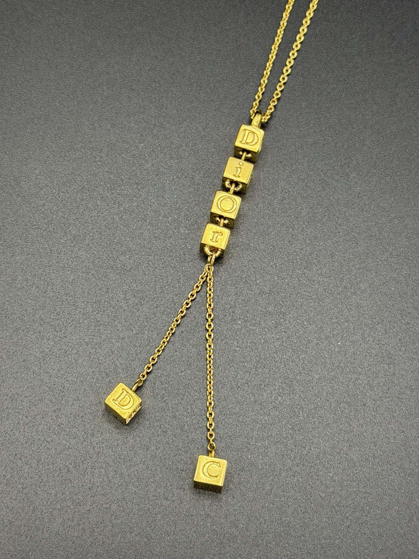 CHRISTIAN DIOR Logo Cube Necklace