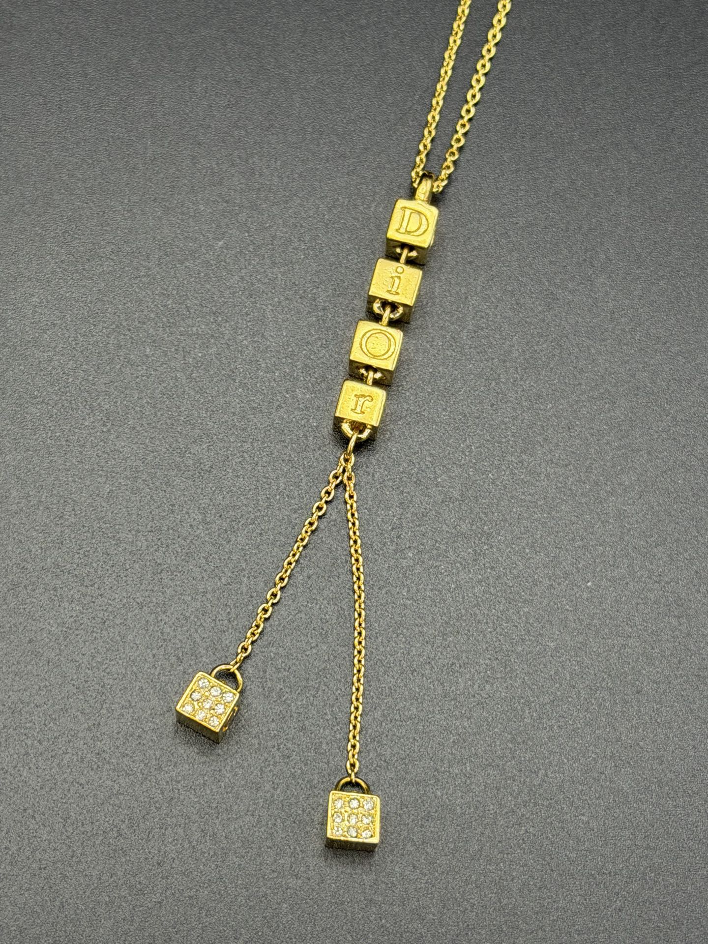 CHRISTIAN DIOR Logo Cube Necklace