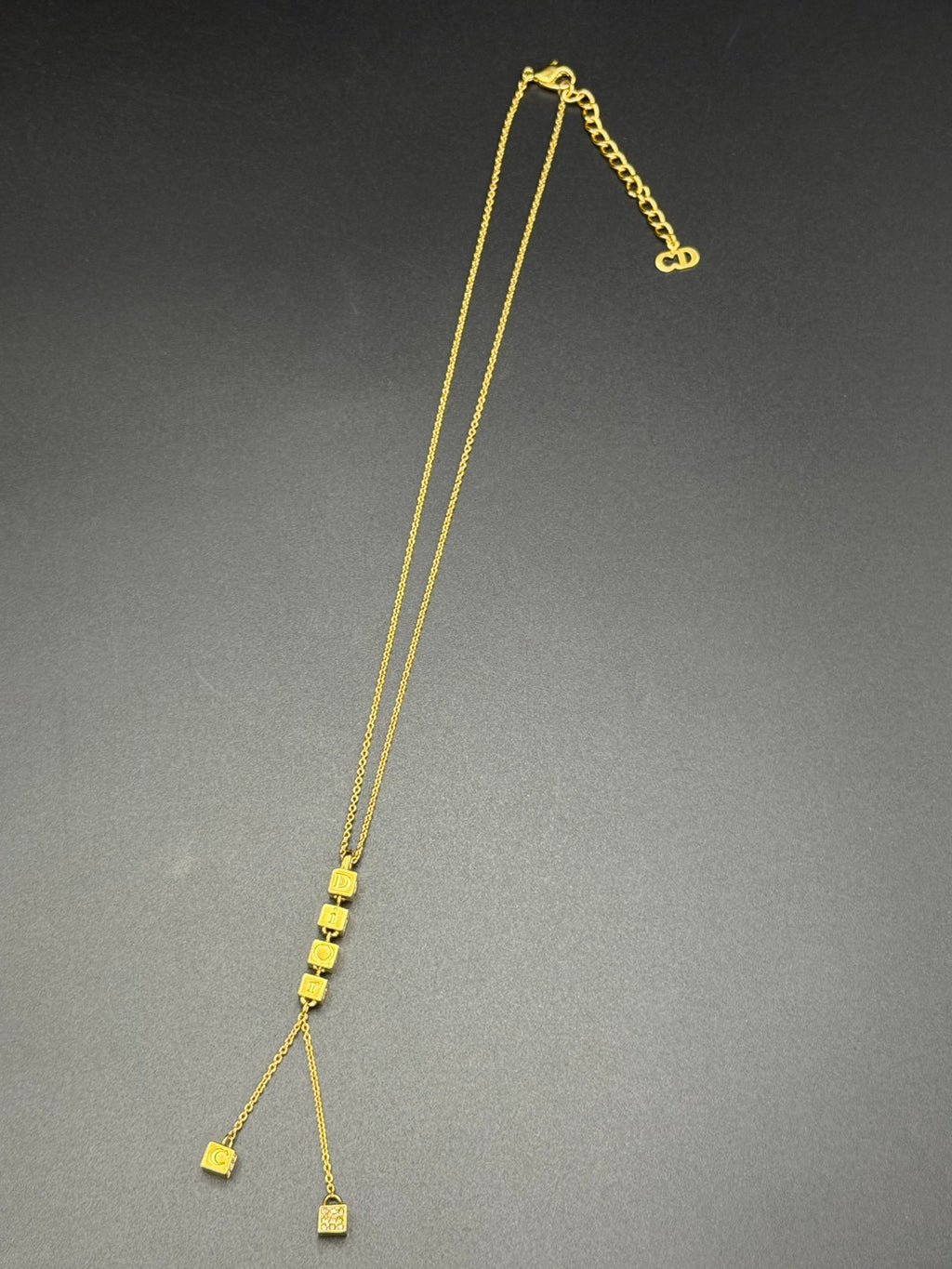CHRISTIAN DIOR Logo Cube Necklace