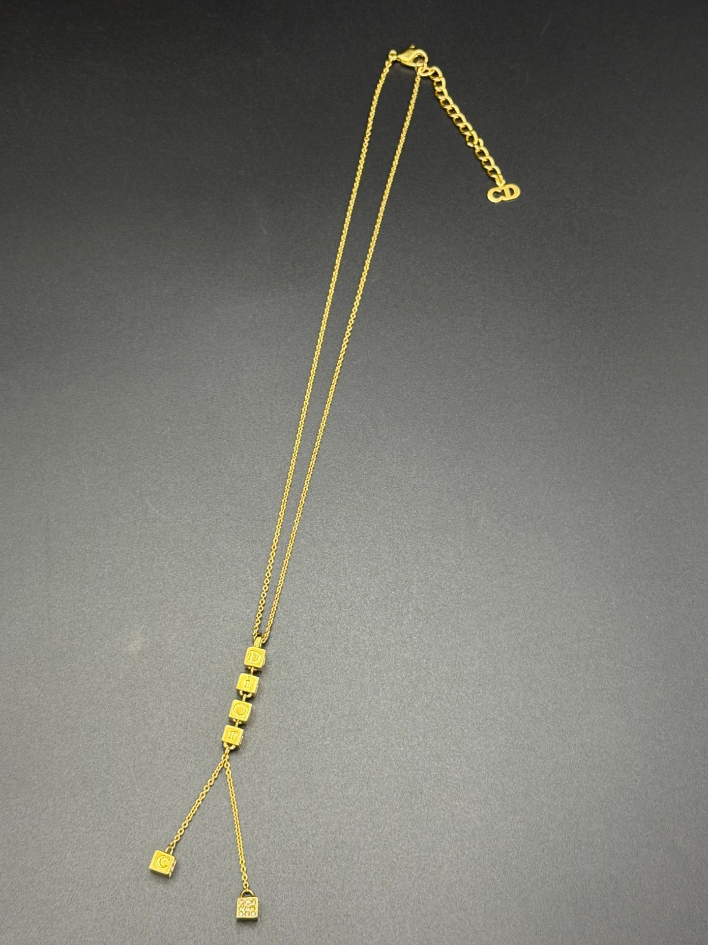 CHRISTIAN DIOR Logo Cube Necklace