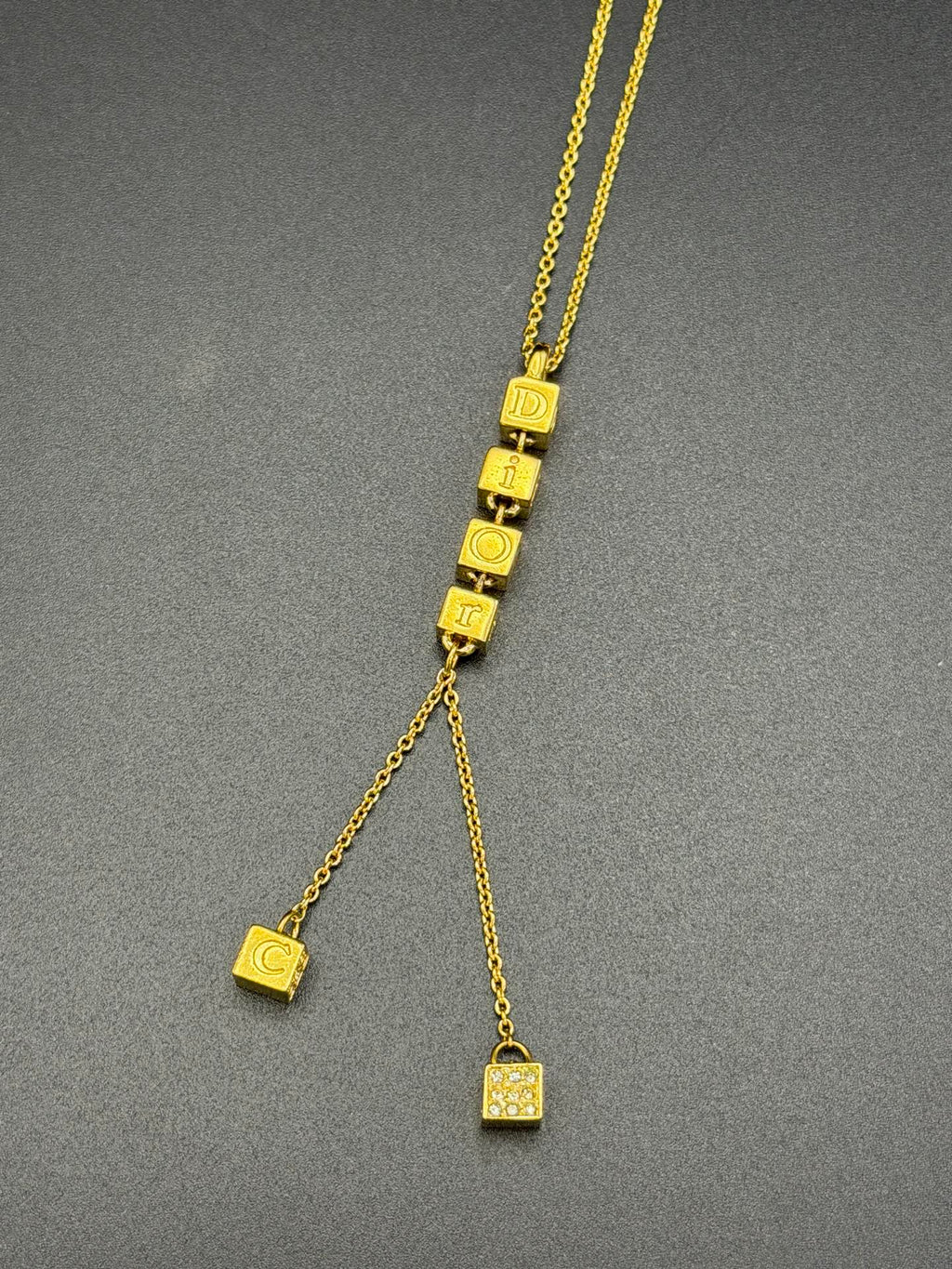 CHRISTIAN DIOR Logo Cube Necklace
