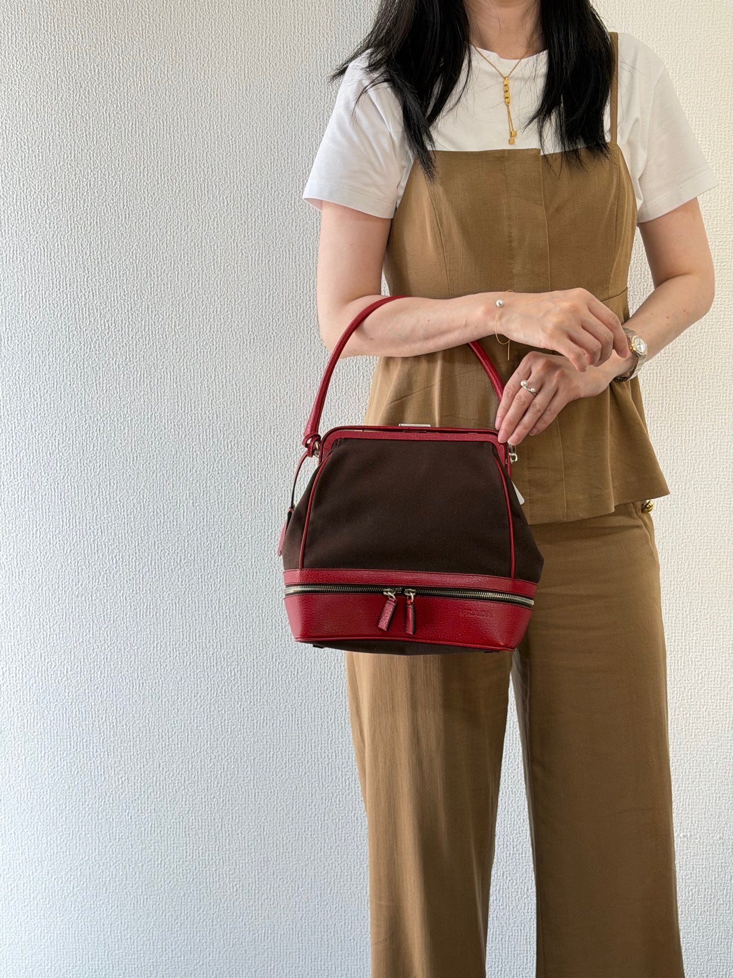 PRADA Leather Kiss-lock Handbag