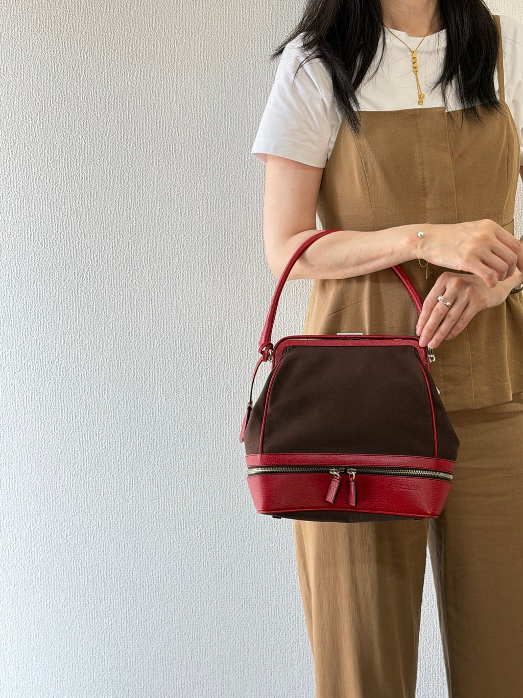 PRADA Leather Kiss-lock Handbag