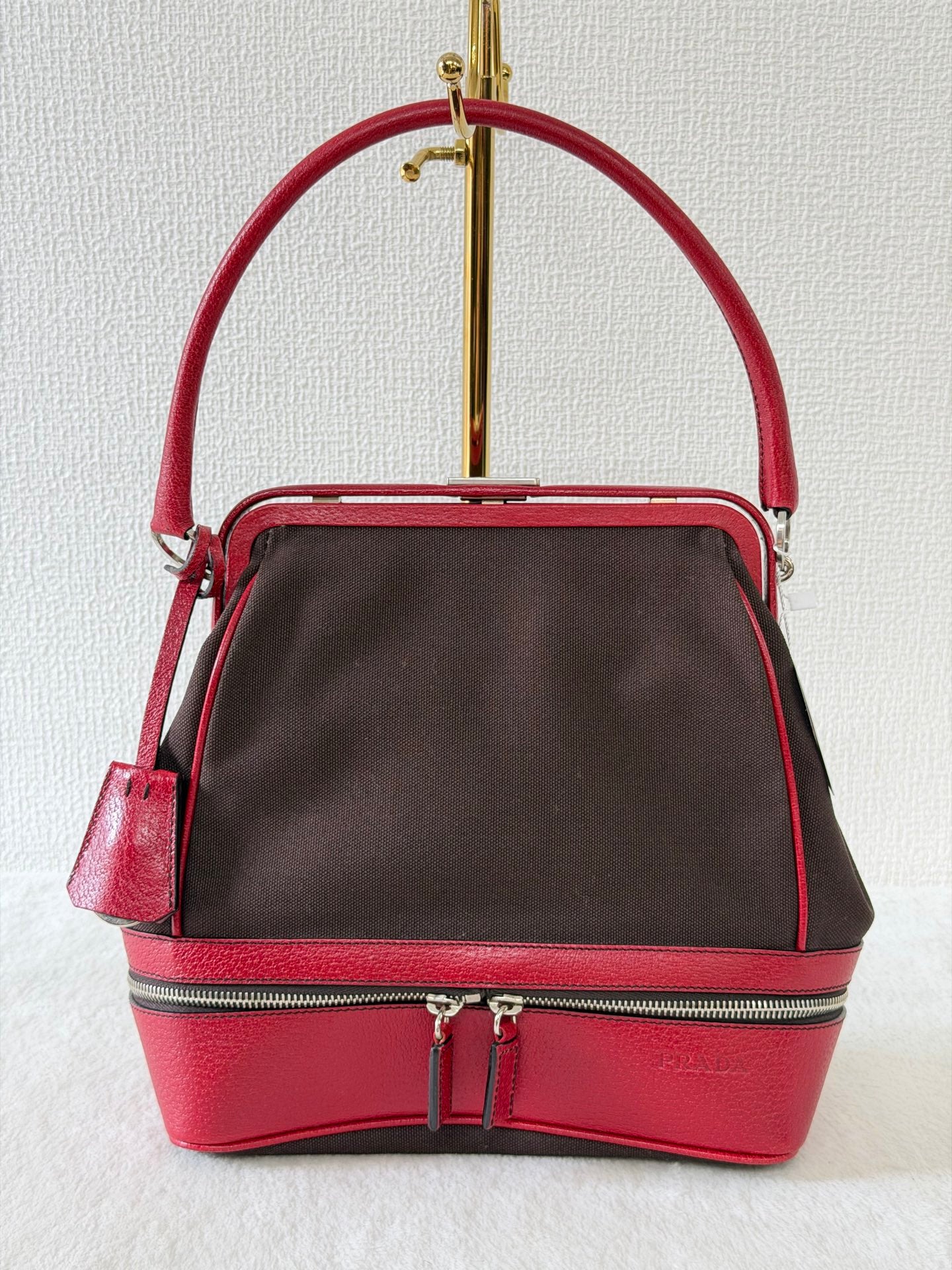 PRADA Leather Kiss-lock Handbag