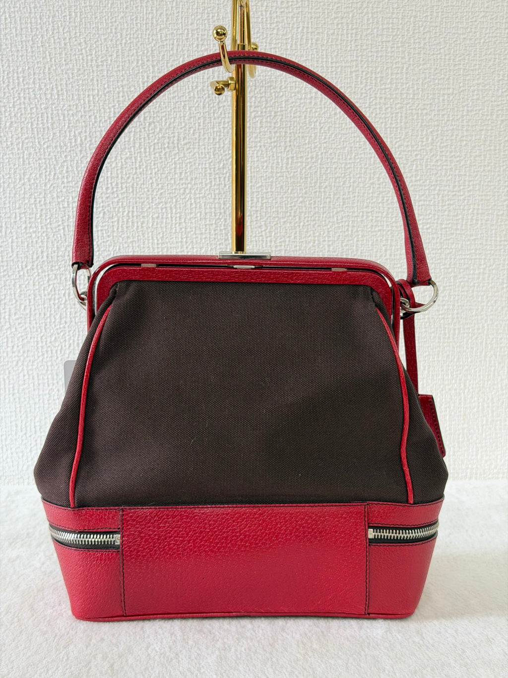 PRADA Leather Kiss-lock Handbag