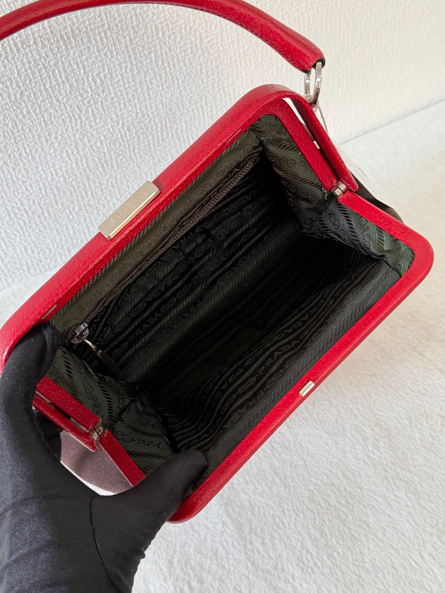 PRADA Leather Kiss-lock Handbag