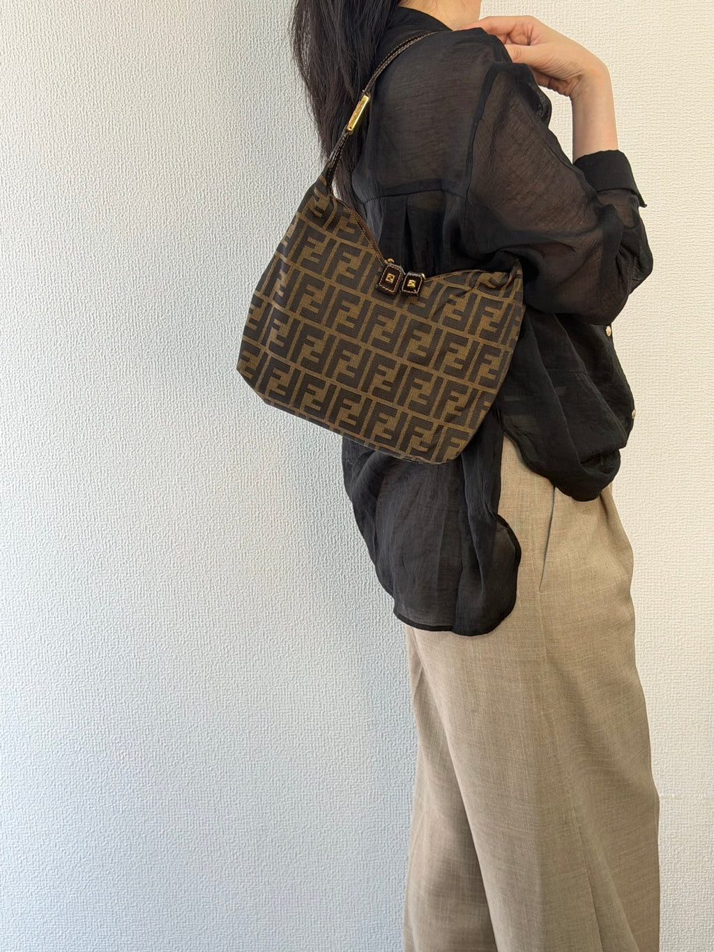 FENDI Zucca V-shape Handbag
