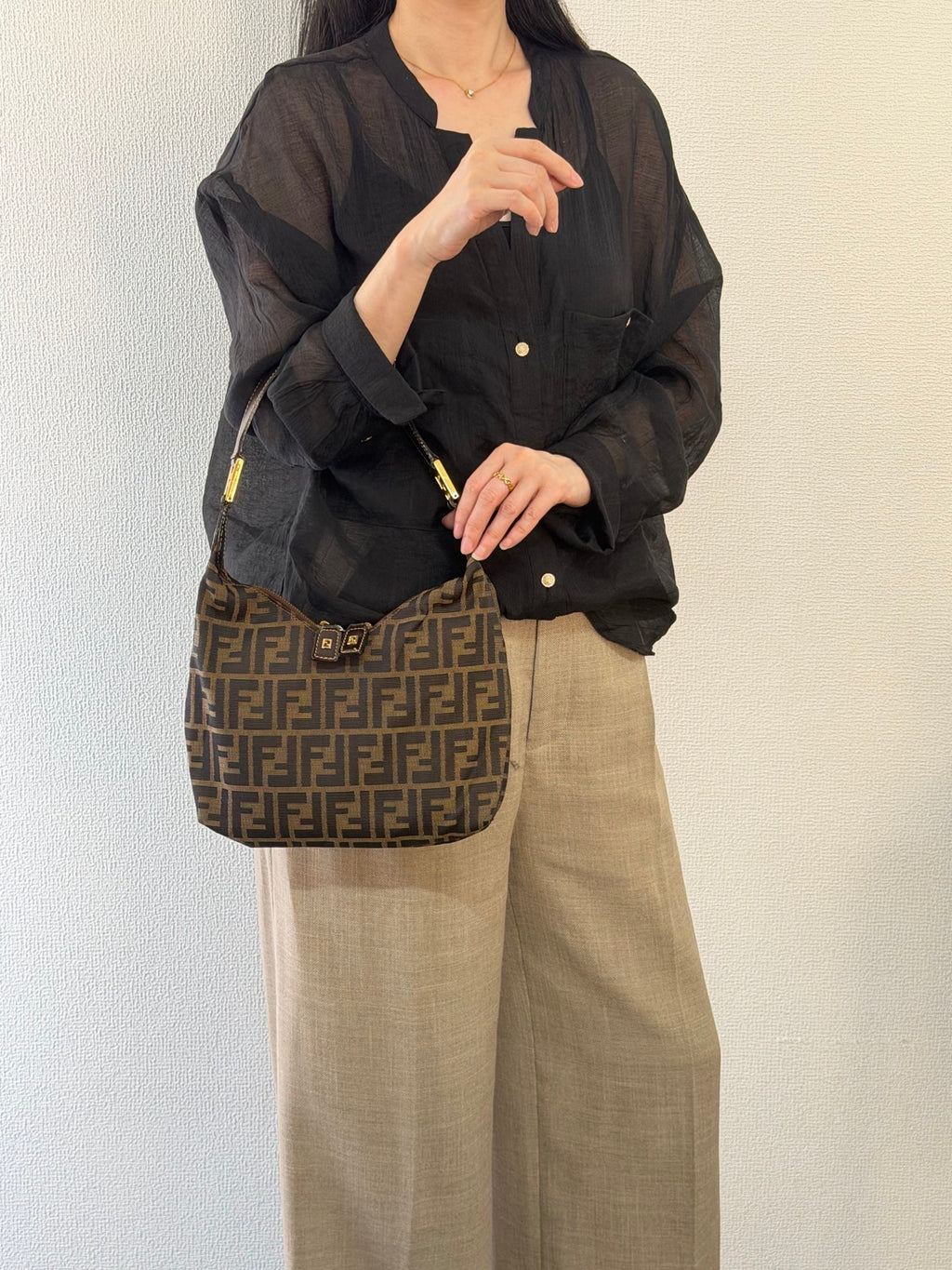 FENDI Zucca V-shape Handbag
