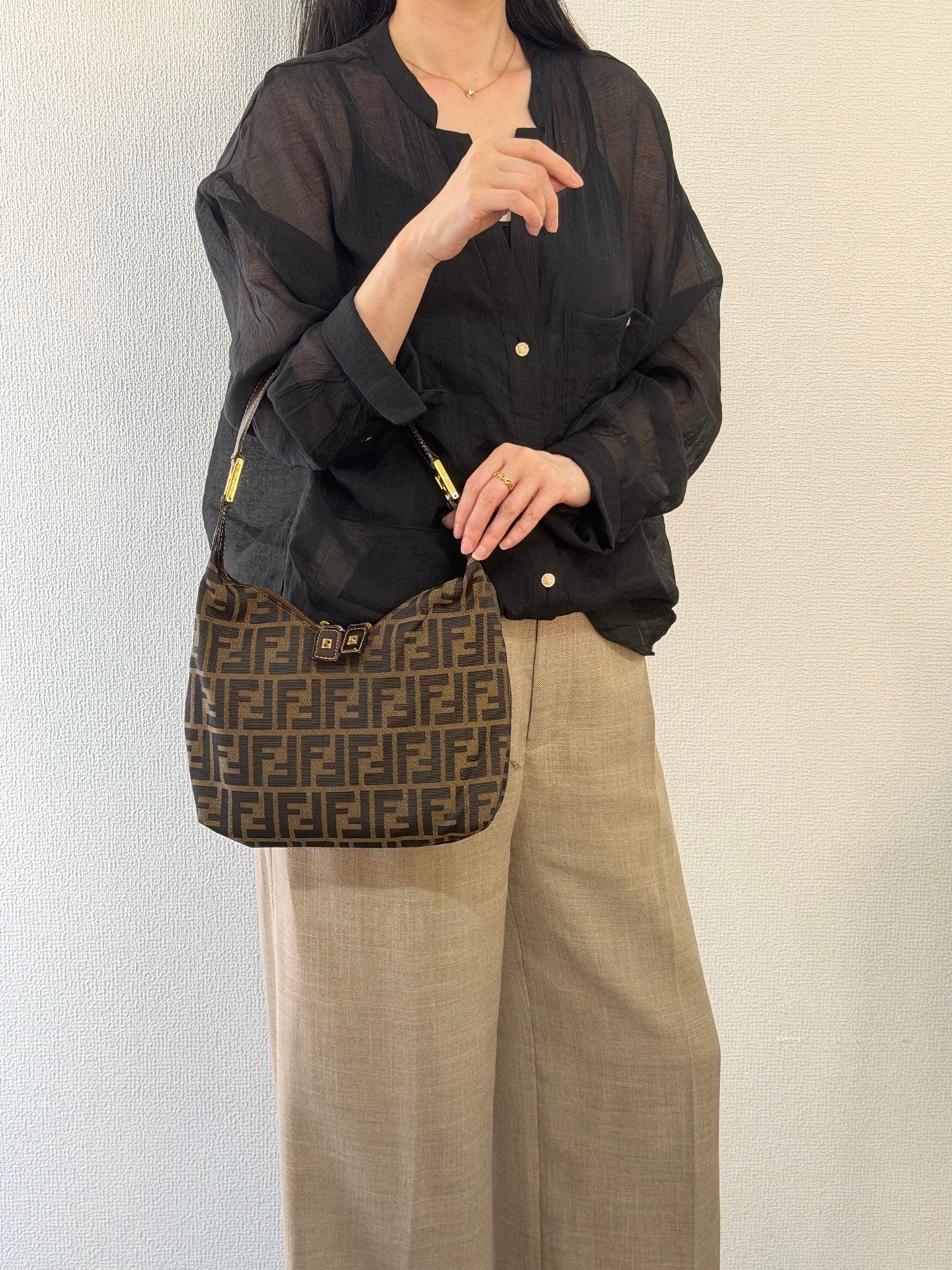 FENDI Zucca V-shape Handbag