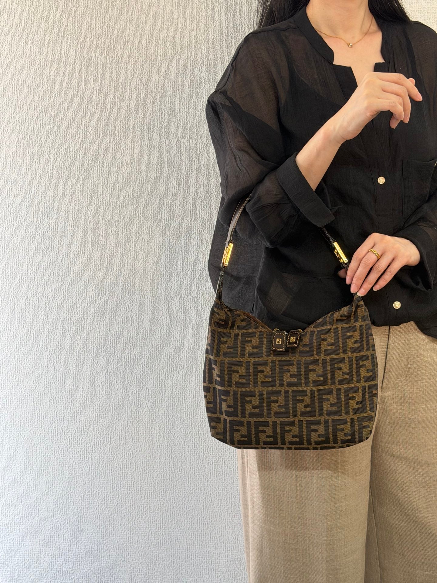 FENDI Zucca V-shape Handbag