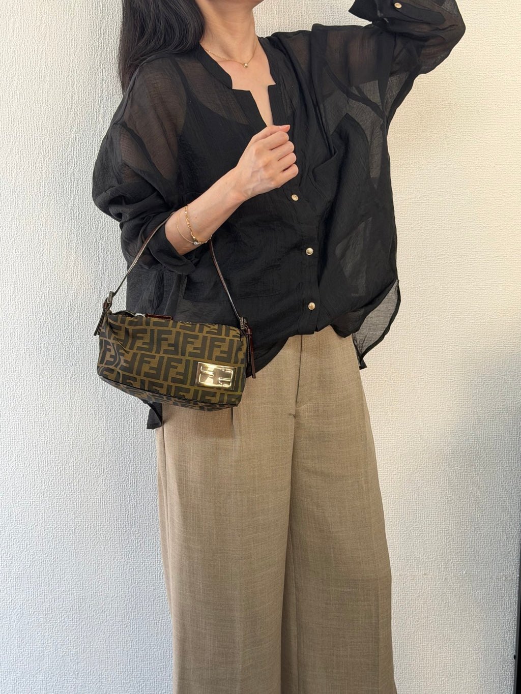 FENDI Zucca Baguette Handbag