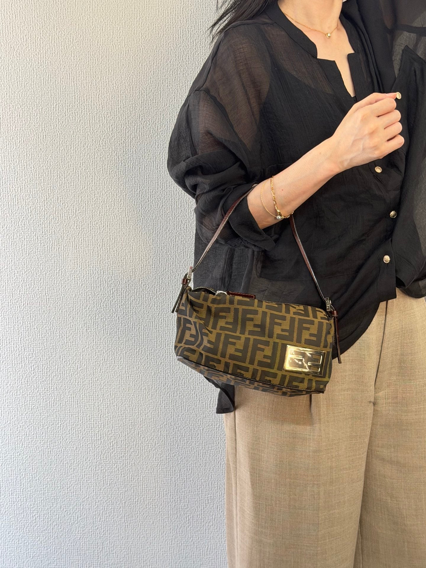 FENDI Zucca Baguette Handbag