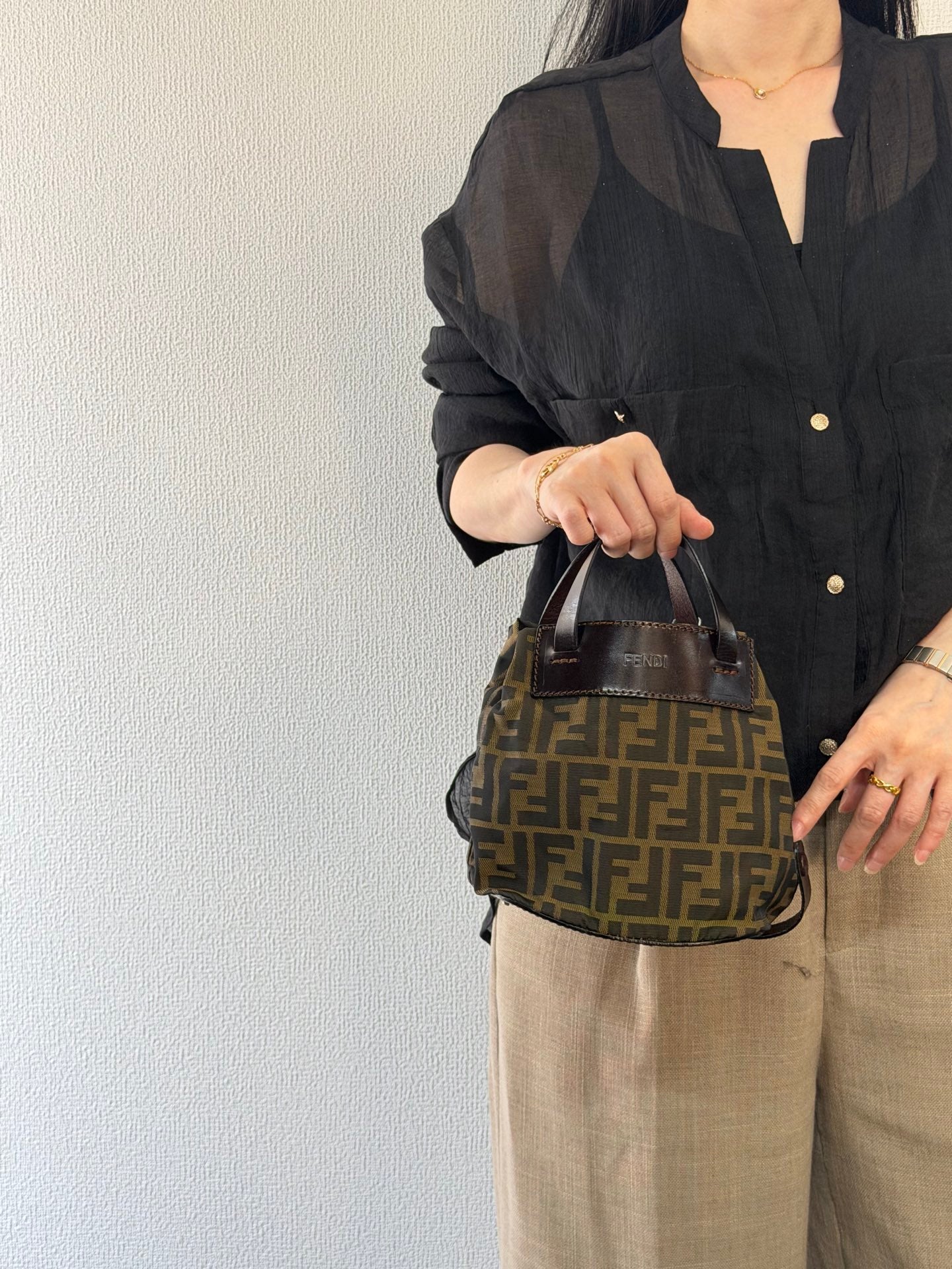FENDI Zucca Genuine-handle Handbag
