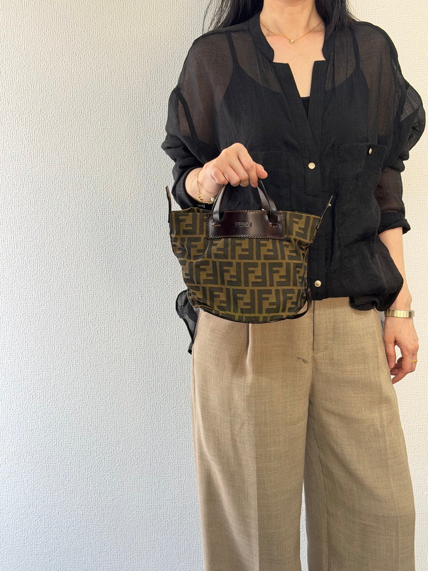FENDI Zucca Genuine-handle Handbag