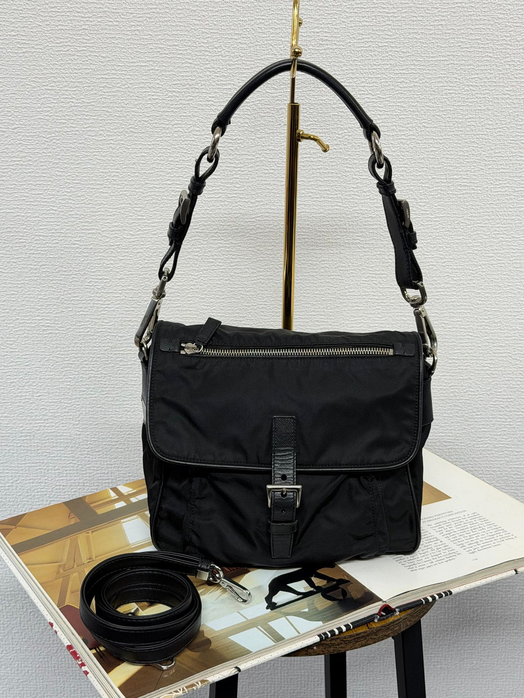 Prada Parachute Messenger Hobo Bag