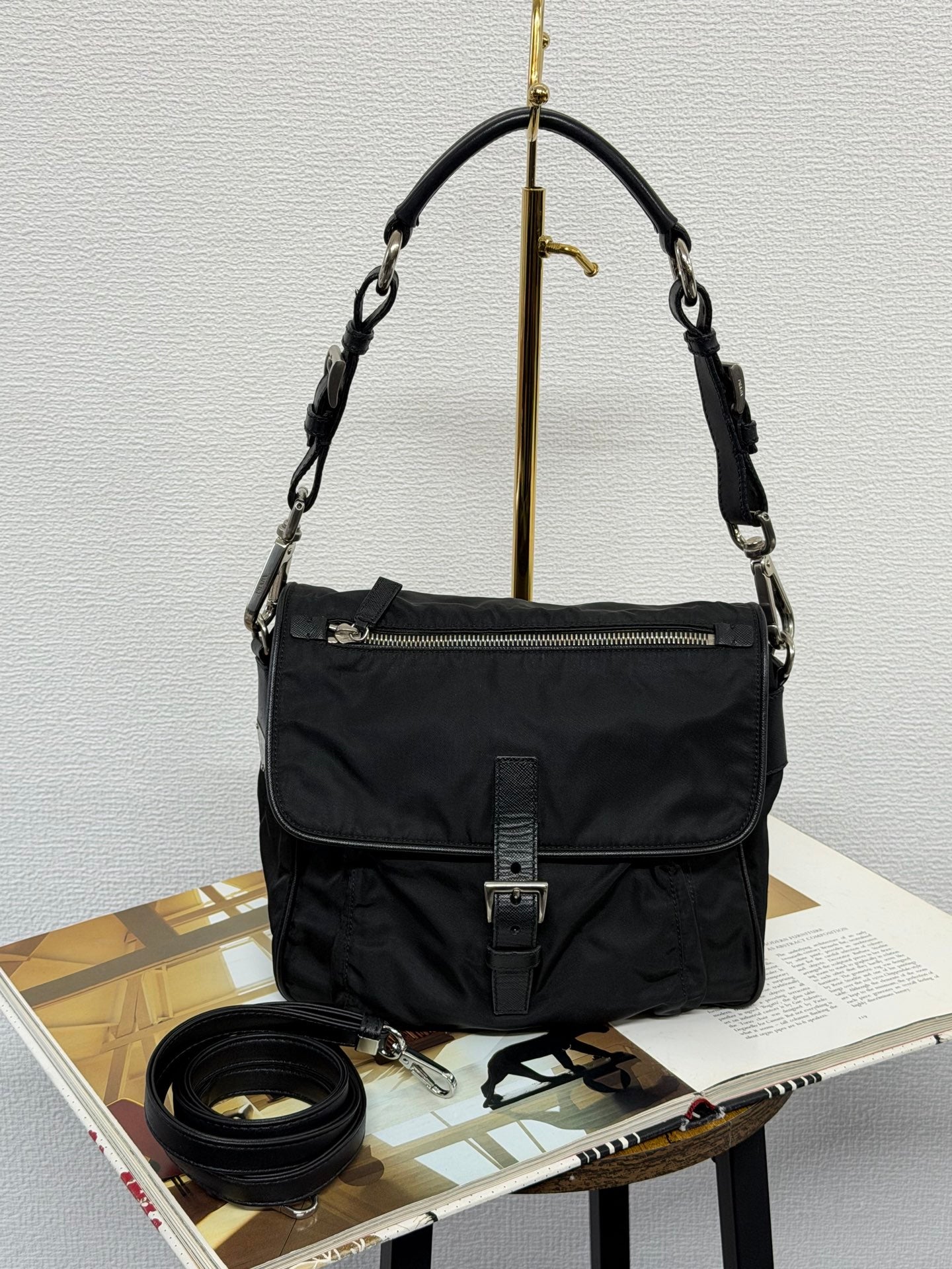 Prada Parachute Messenger Hobo Bag