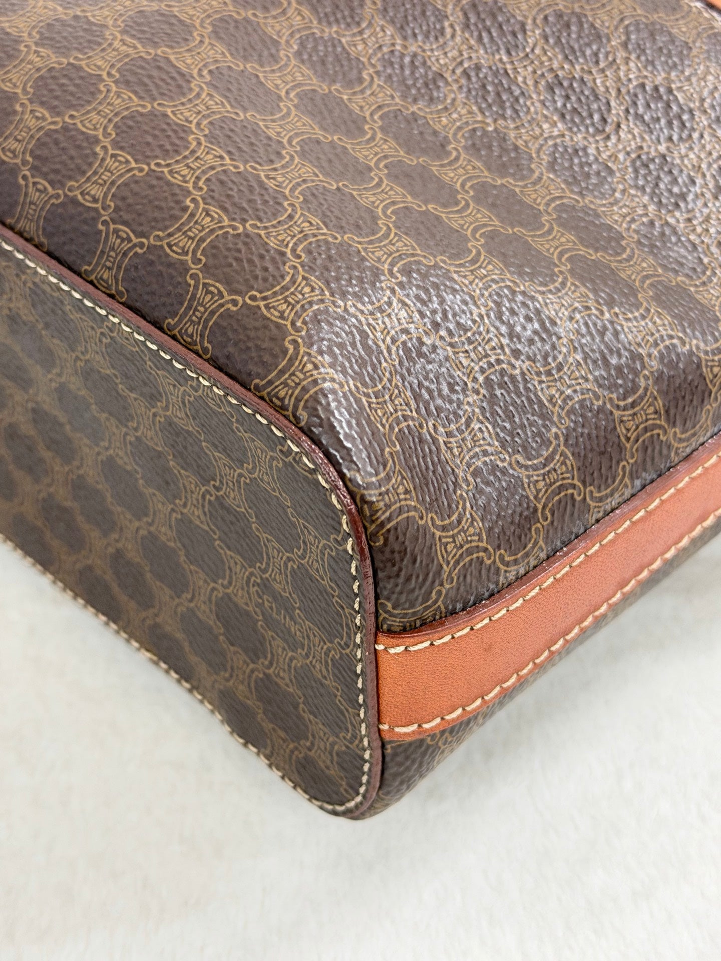 Celine Brown Macadam Gold Ring Cosmetic Bag