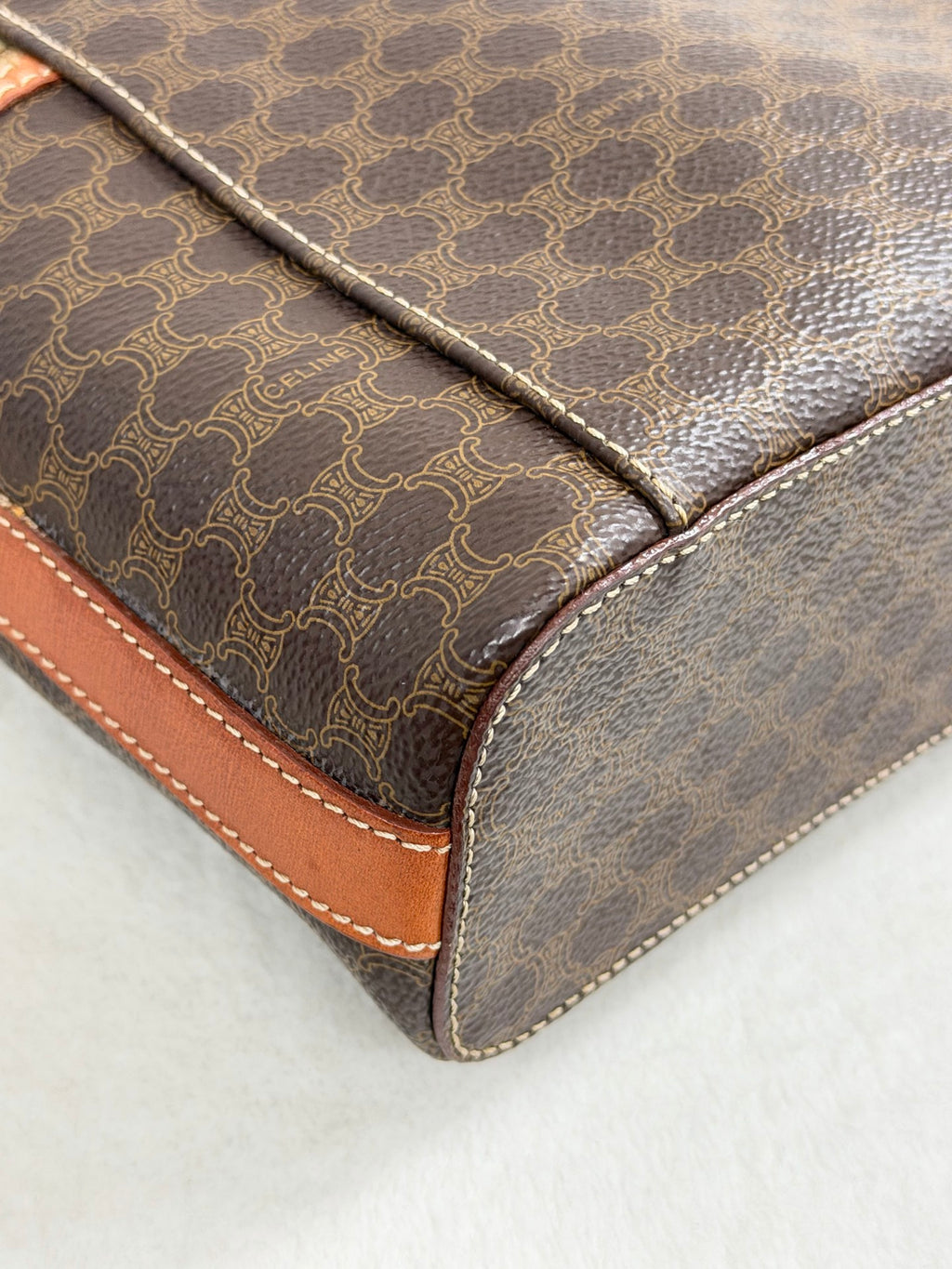 Celine Brown Macadam Gold Ring Cosmetic Bag