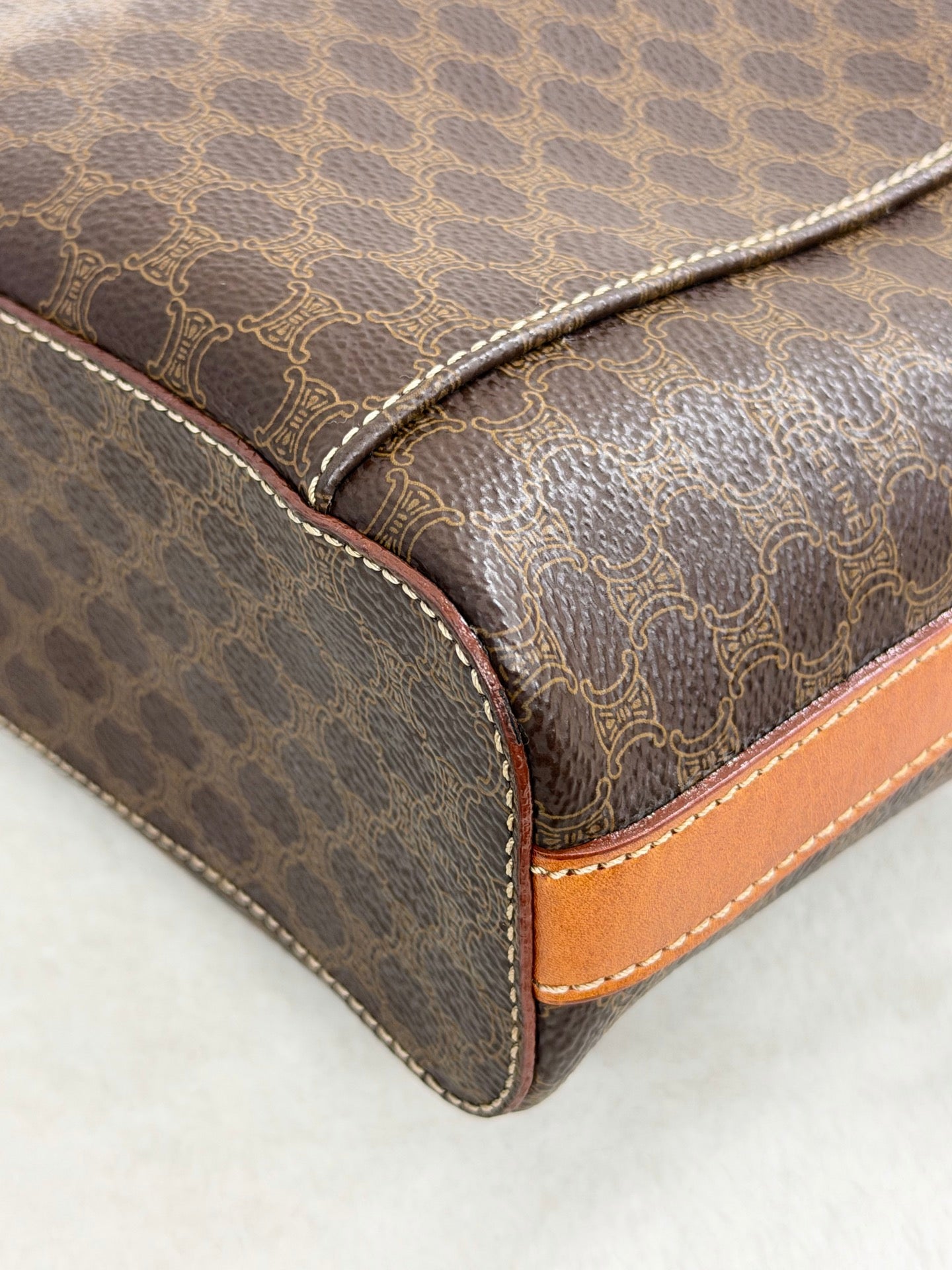 Celine Brown Macadam Gold Ring Cosmetic Bag