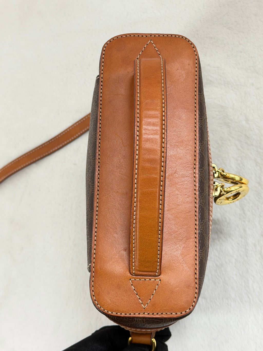 Celine Brown Macadam Gold Ring Cosmetic Bag