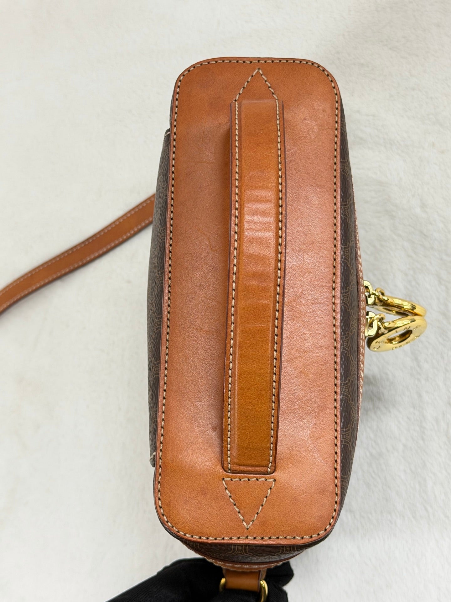 Celine Brown Macadam Gold Ring Cosmetic Bag